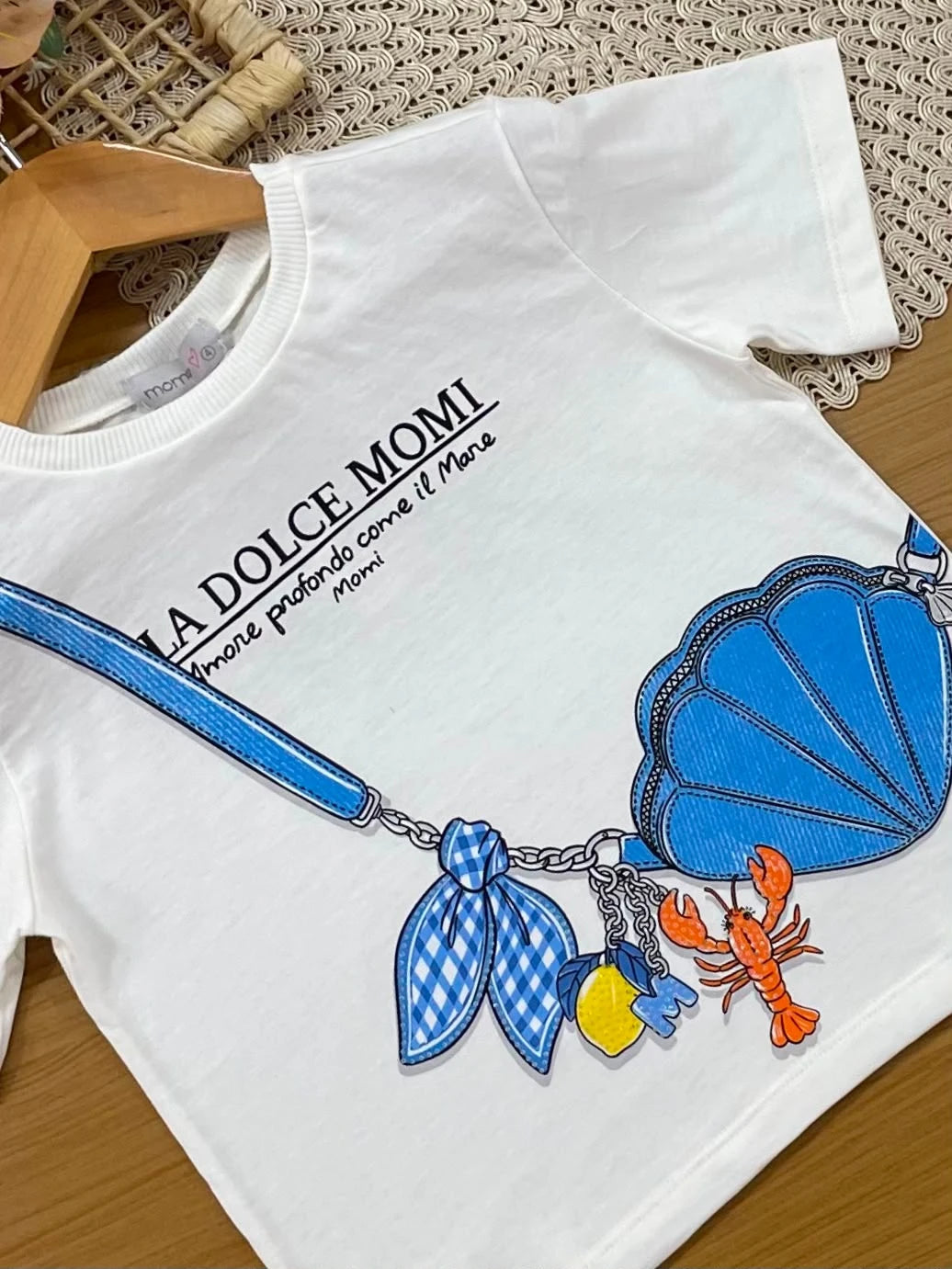 Blusa Infantil Menina Momi Branca Bolsinha 3D com Strass
