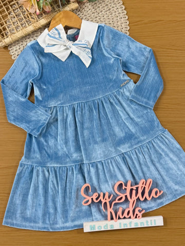 Vestido Infantil Momi Inverno Azul com Brilho