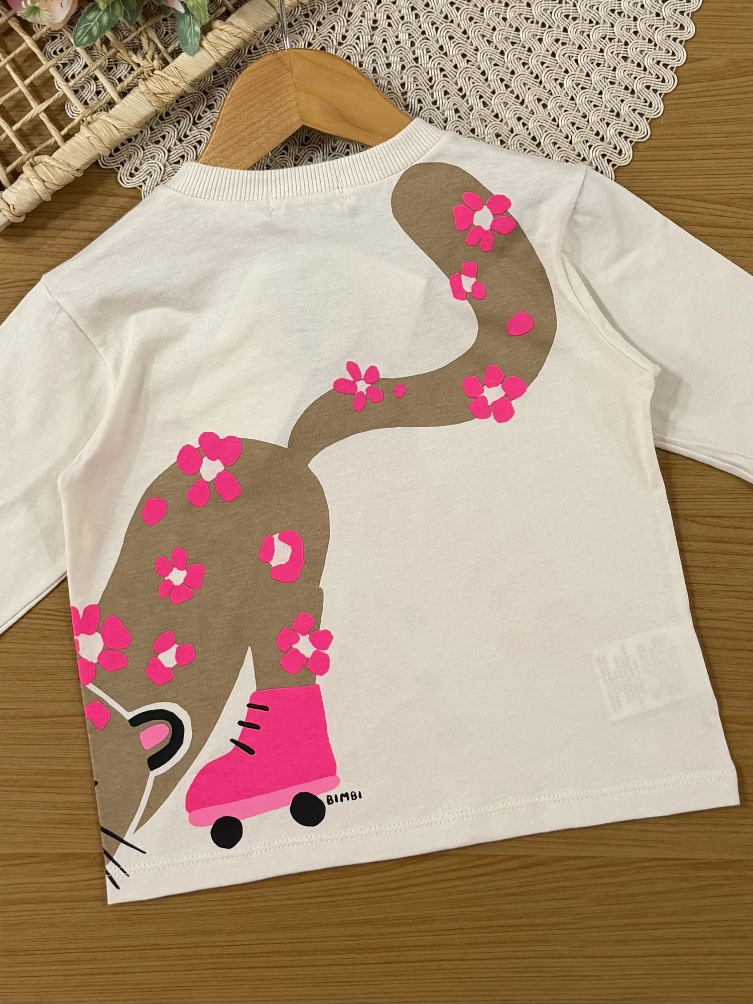 Conjunto Infantil Bimbi Inverno com Shorts Saia Blusa Manga Longa Bege Oncinha