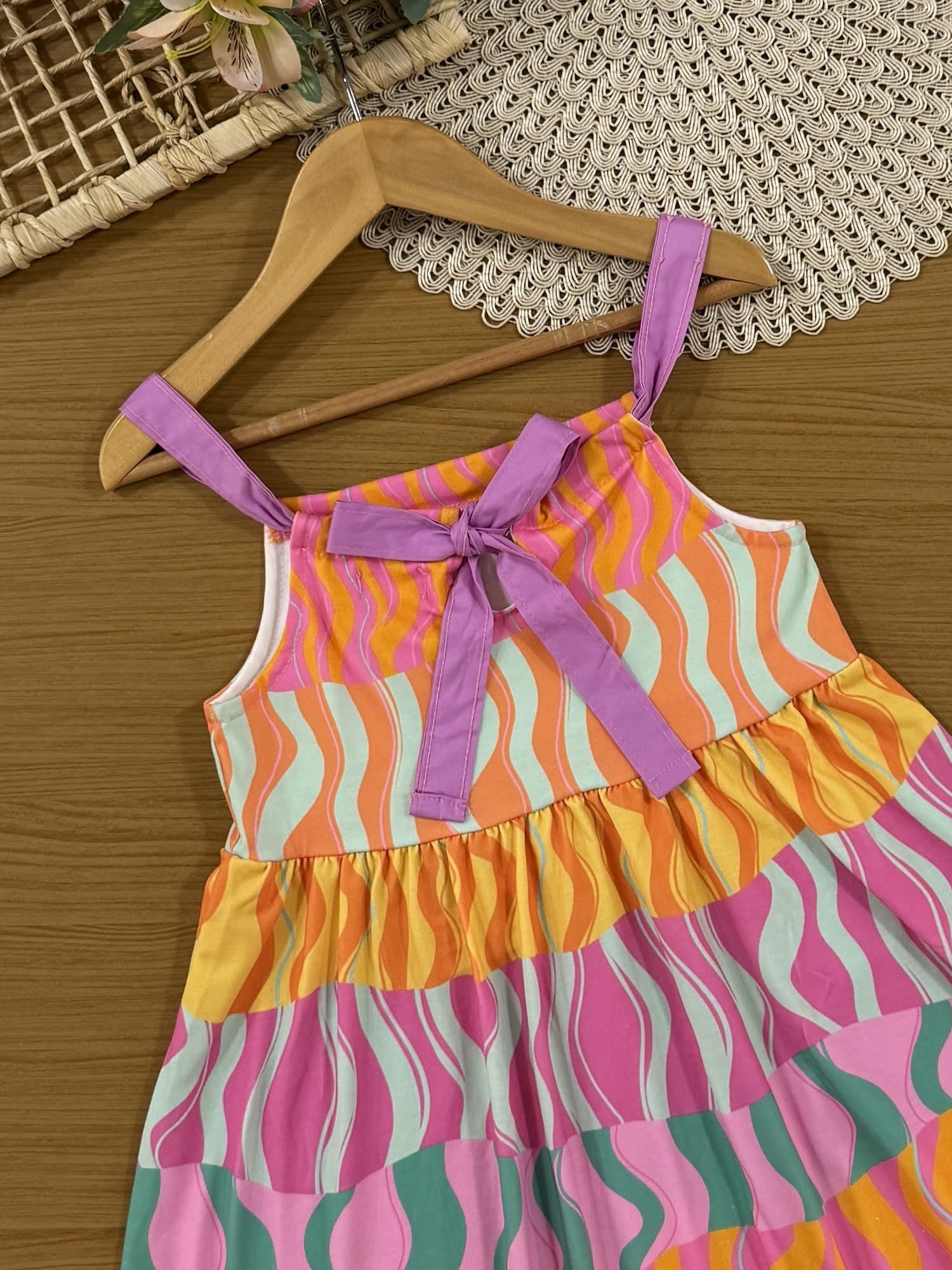 Vestido Infantil Kukiê Verão Ondas Coloridas
