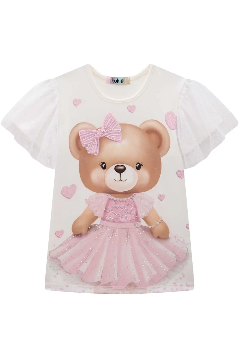 Blusa Infantil Kukie Verão Branca Ursinha