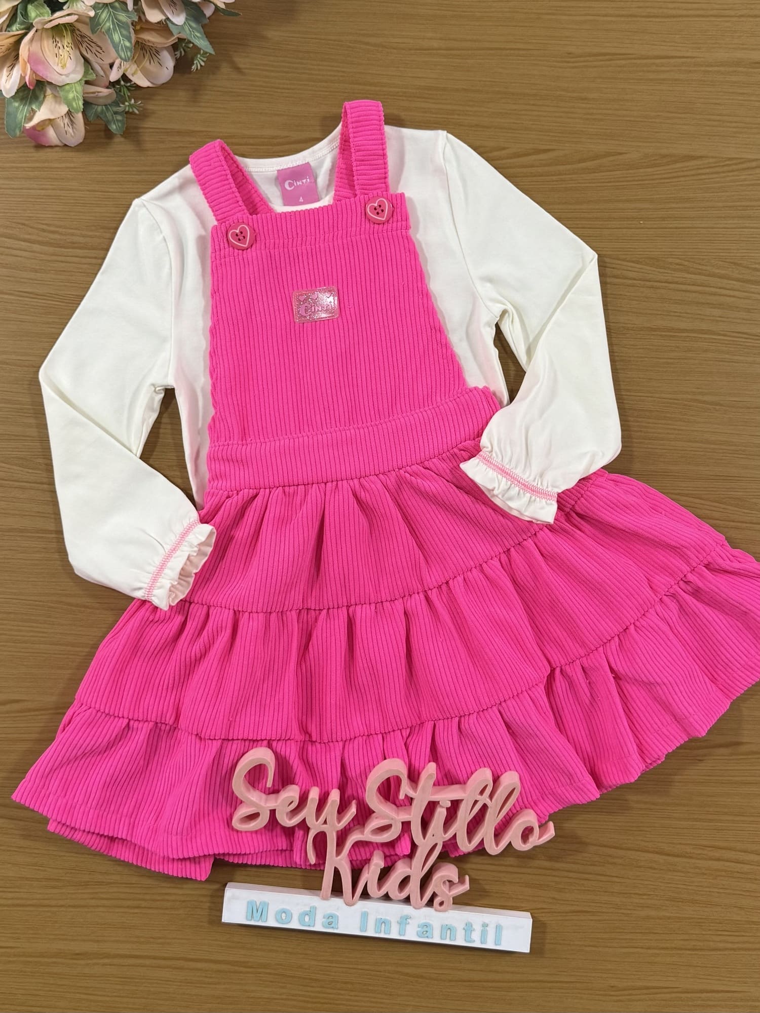 Salopete Infantil Cinti Inverno Com Blusa Manga Longa