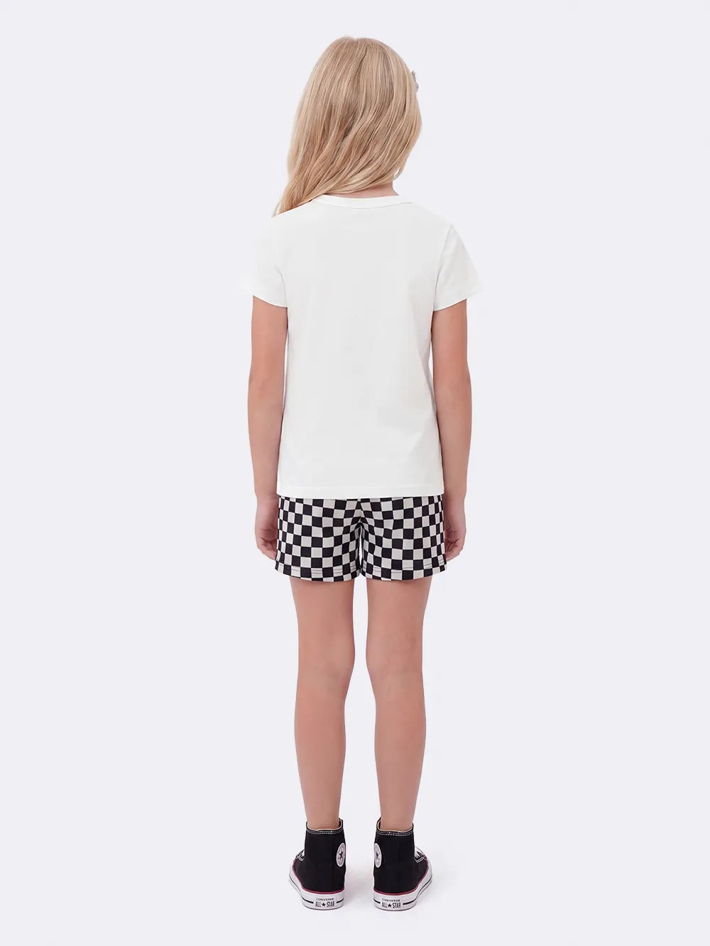 Pijama Infantil Menina Veggi com Shorts Xadrez e Blusa Frajola Looney Tunes