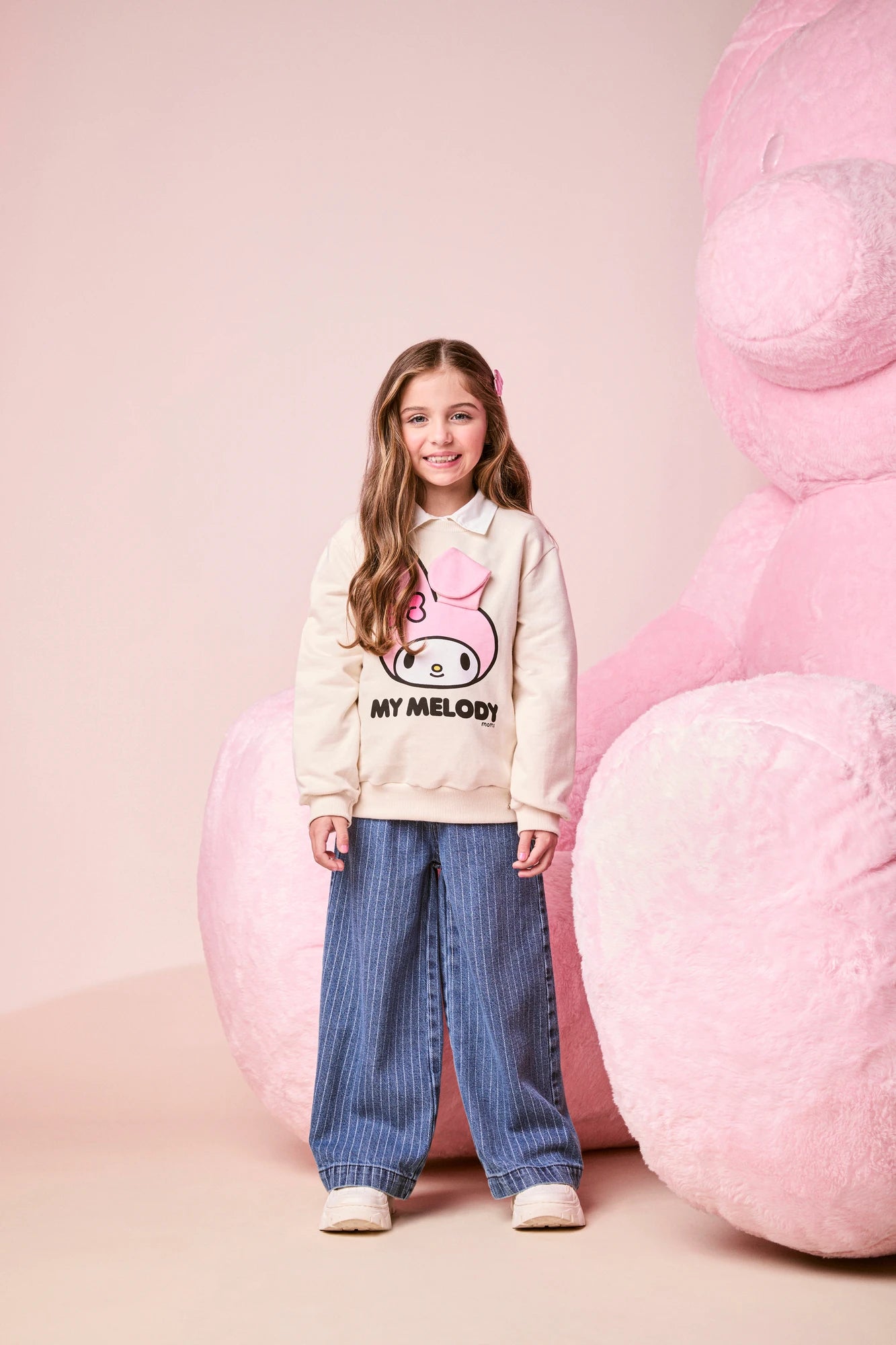 Moletom Infantil Momi Inverno sem Flanela Bege My Melody