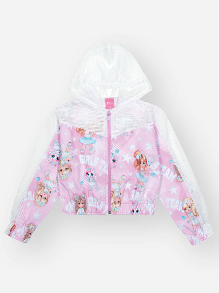 Conjunto Infantil Cinti Verão com Shorts e Jaqueta Rosa Menininha Tênista