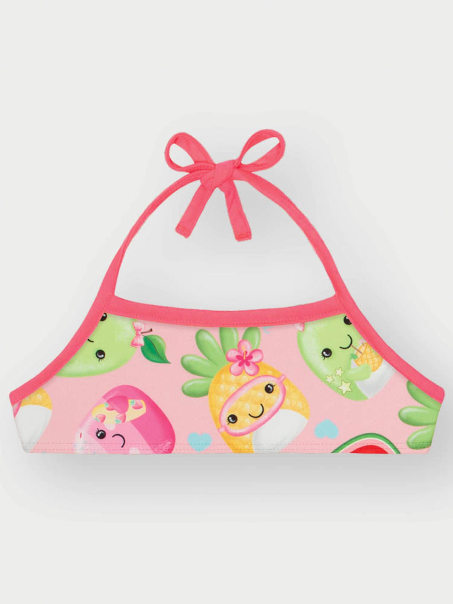 Biquíni Infantil Cinti Verão com Cropped  Manga Longa Rosa Neon Fresh