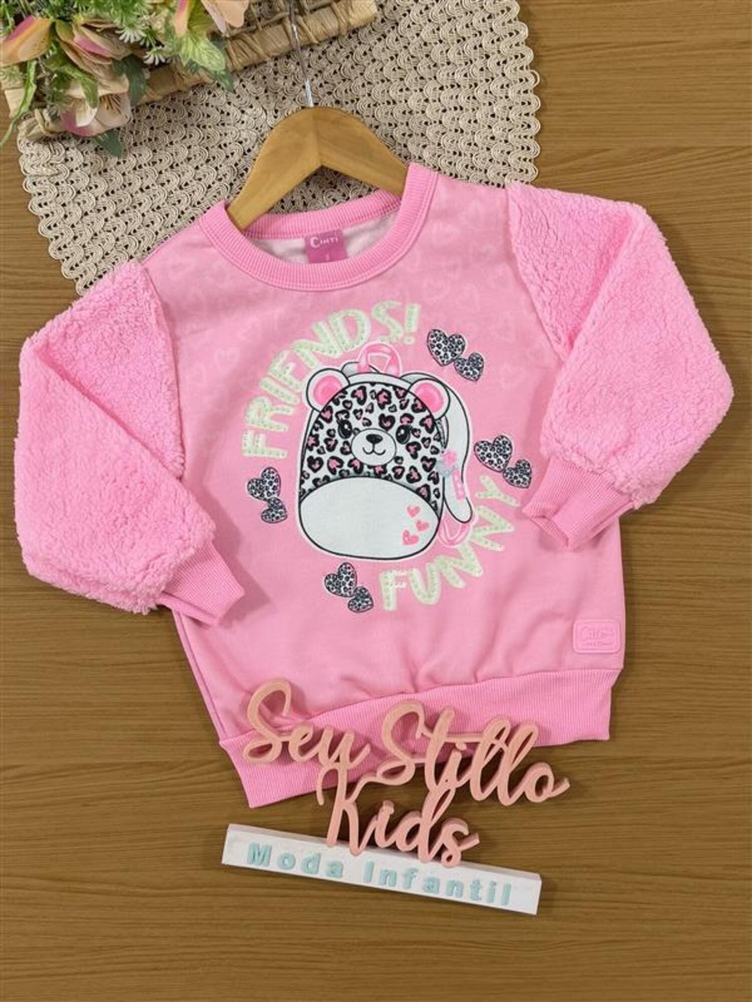 Casaco Infantil Cinti Inverno Flanelado Rosa Friends Funny