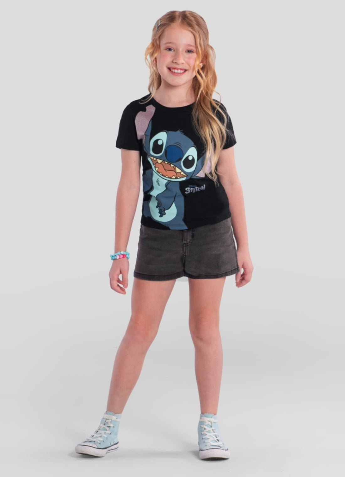 Blusa Infantil Stitch Preta Brandili Disney