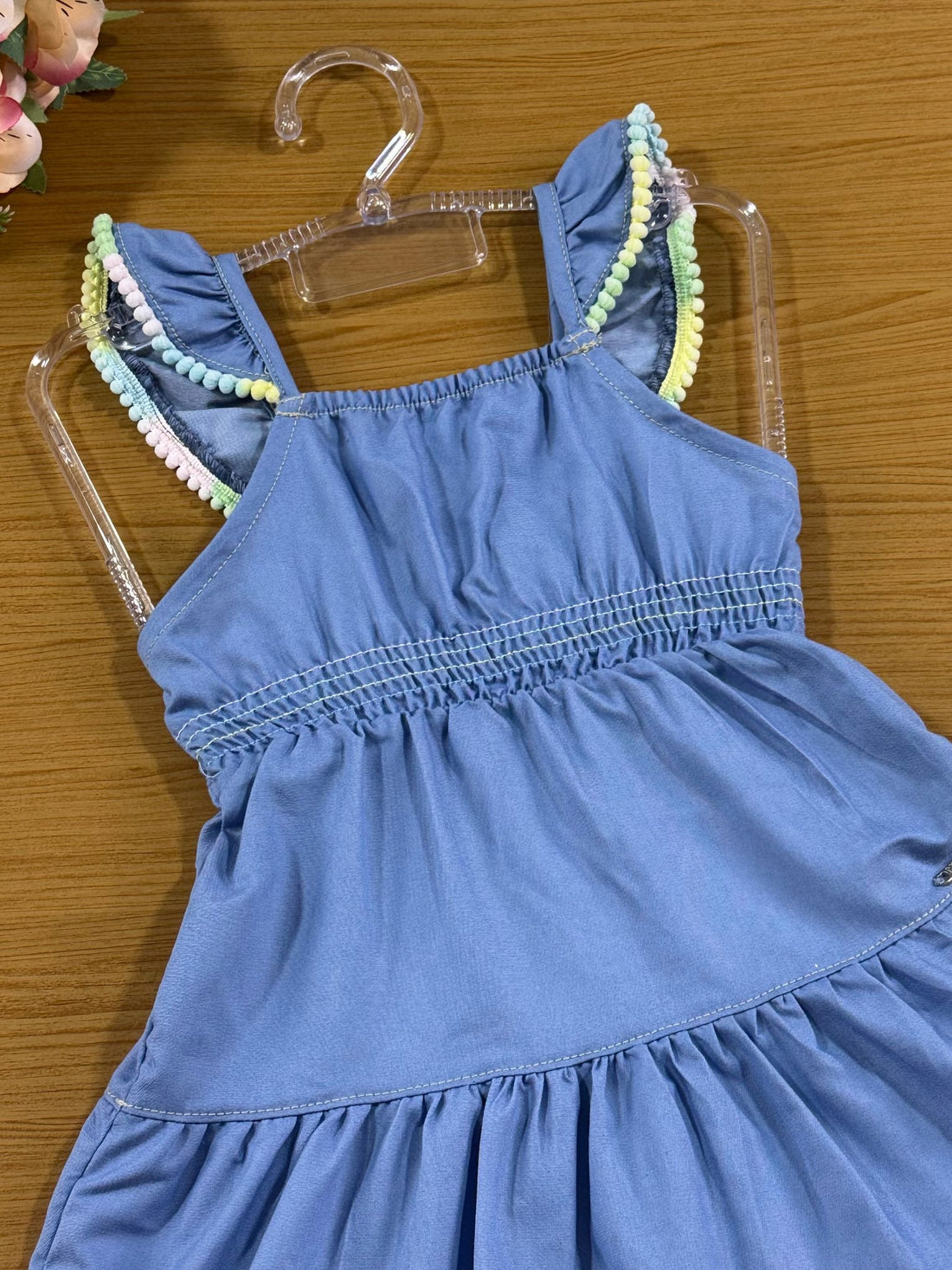 Vestido Infantil Catavento Verão Azul Jeans