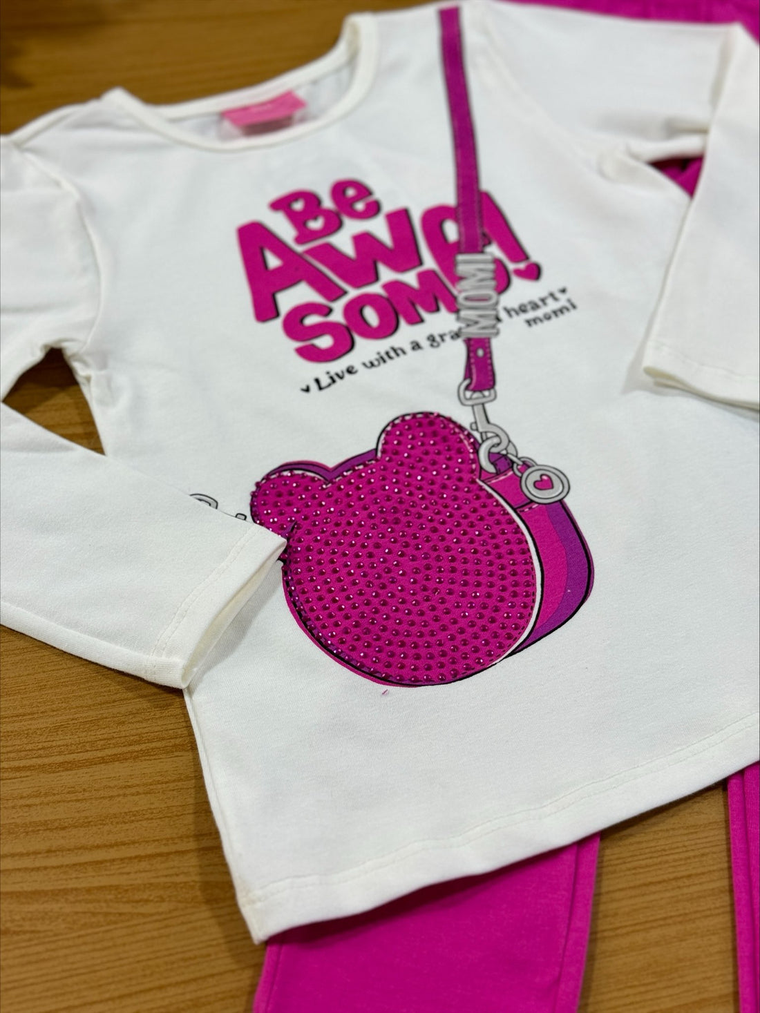 Conjunto Infantil Momi Inverno Calça Rosa e Blusa Bolsinha