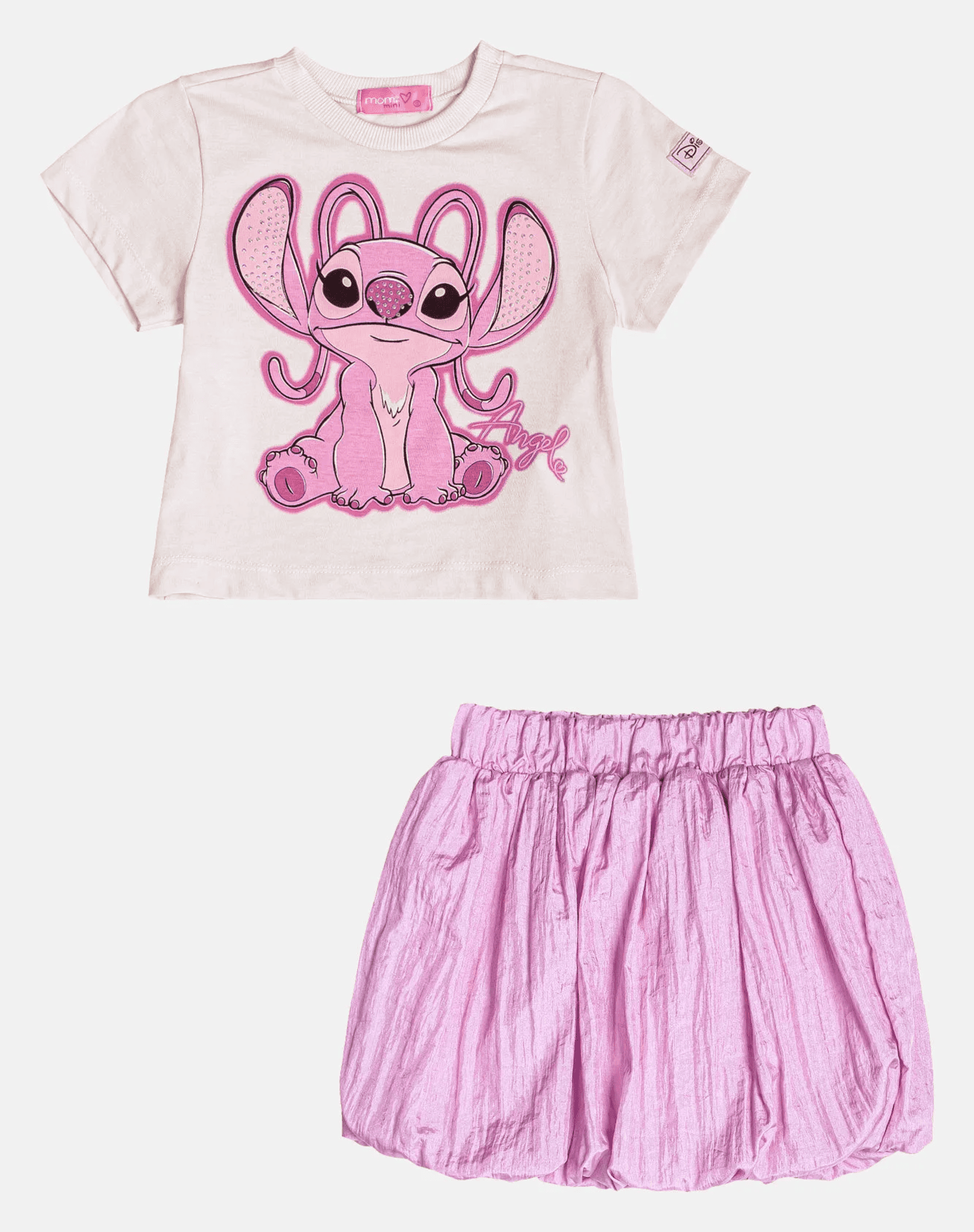 Conjunto Infantil Momi Inverno com Saia  Lilás e Blusa Angel Disney