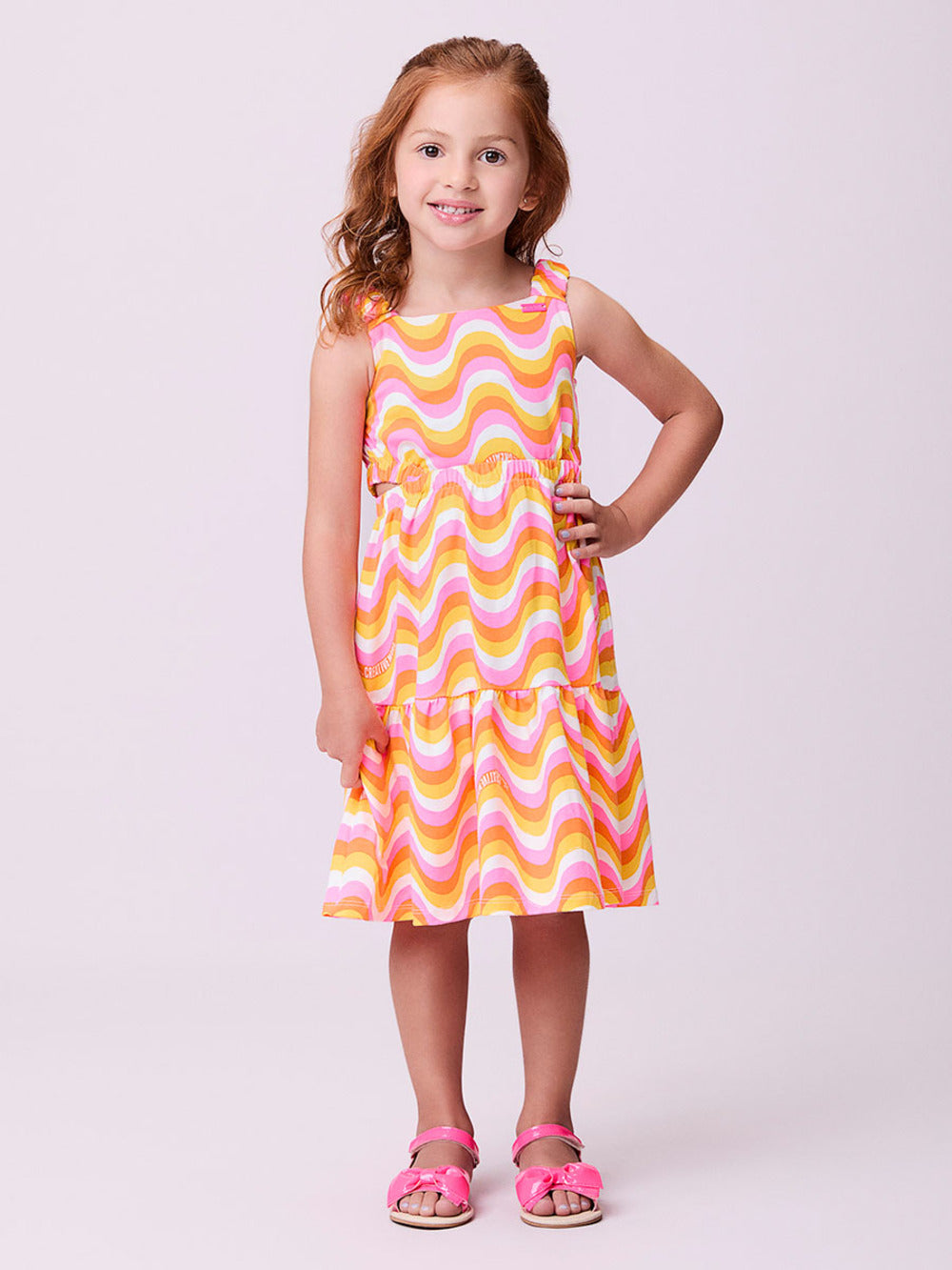 Vestido Infantil Momi Verão Ondinhas Coloridas