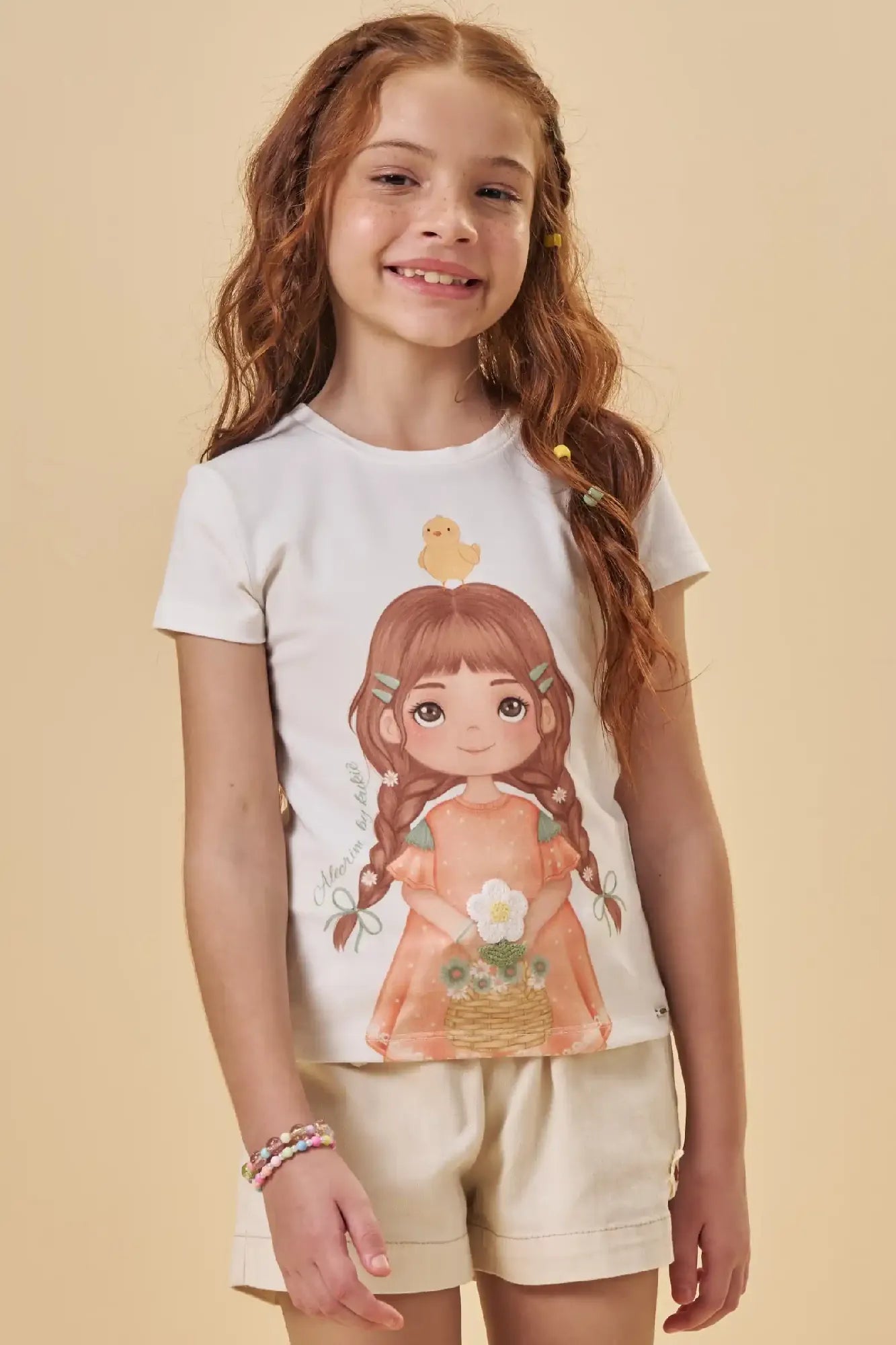 Blusa Infantil Menina Kukiê Branca Menina Florista
