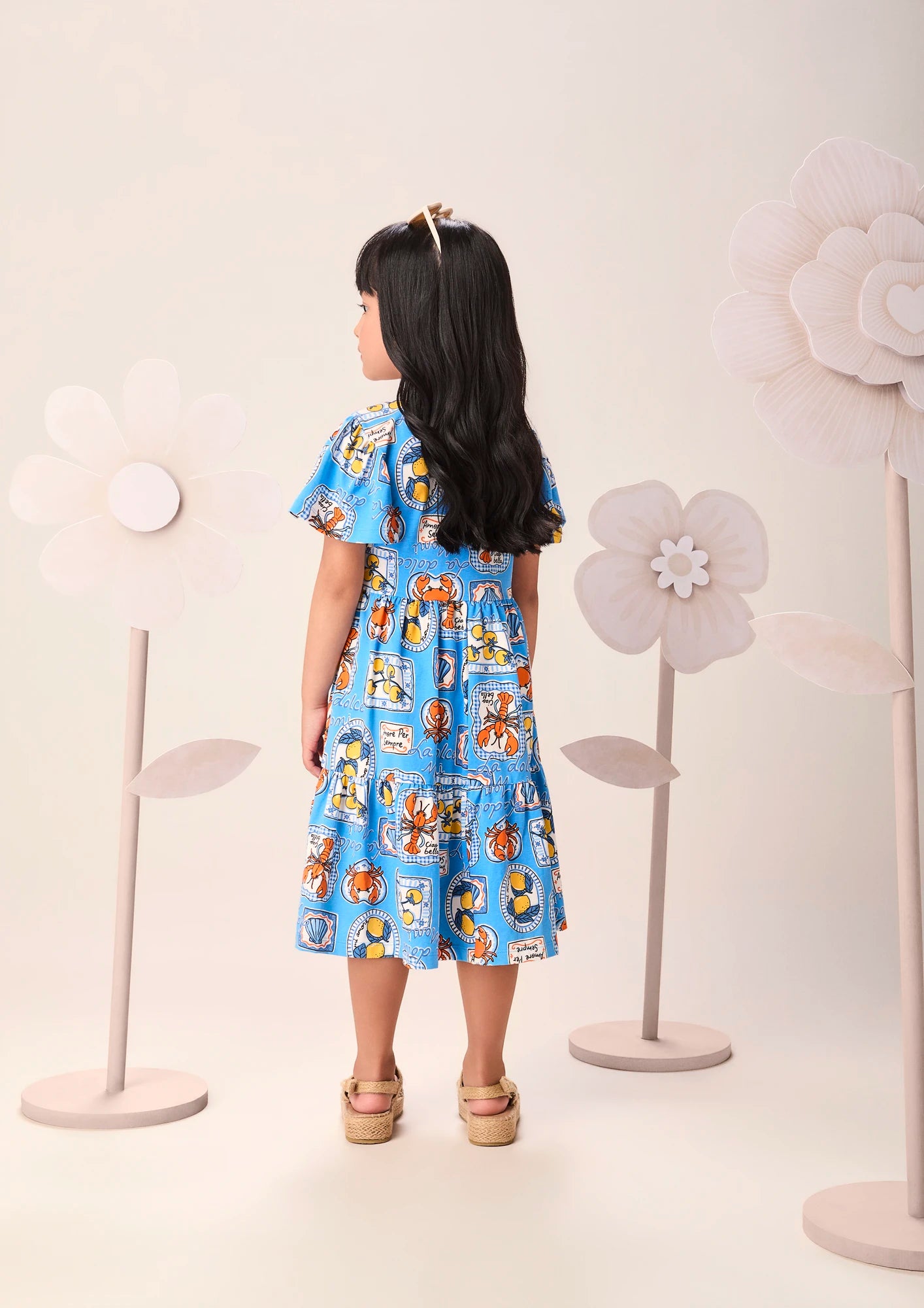 Vestido Infantil Momi Azul Molduras Siri