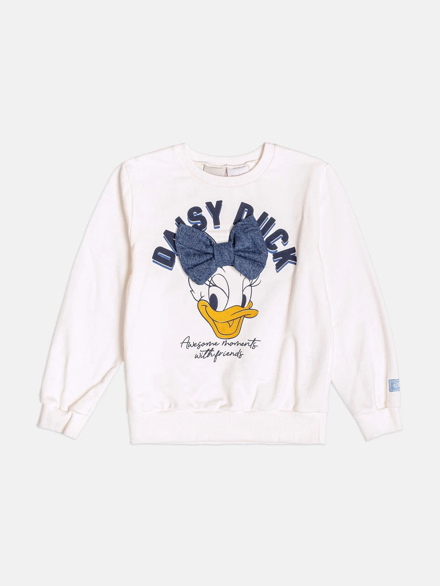 Moletom Infantil Momi Inverno sem Flanela Branco Daisy Duck Disney