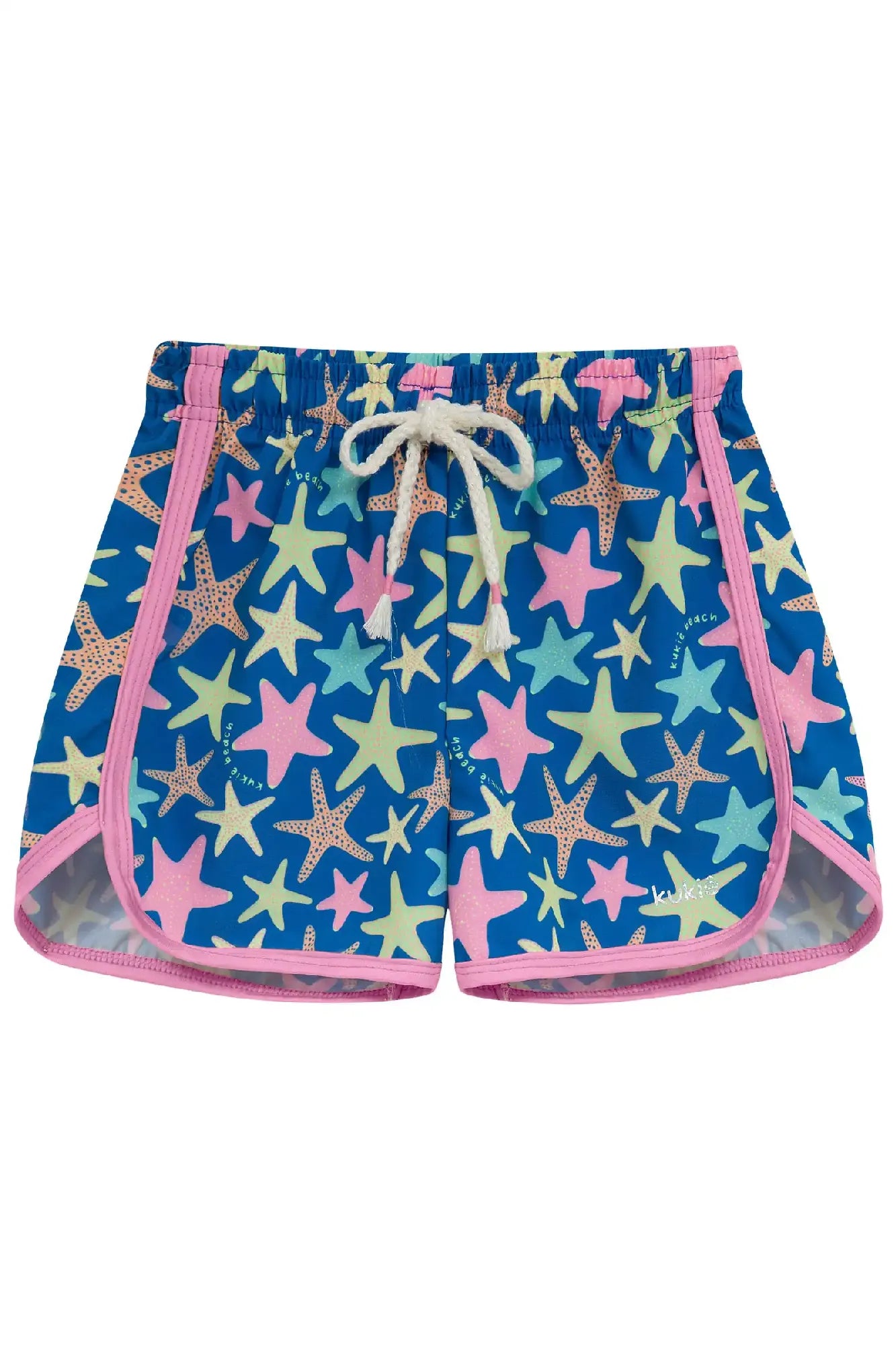 Shorts Infantil Menina Kukiê Nylon Azul Estrela do Mar