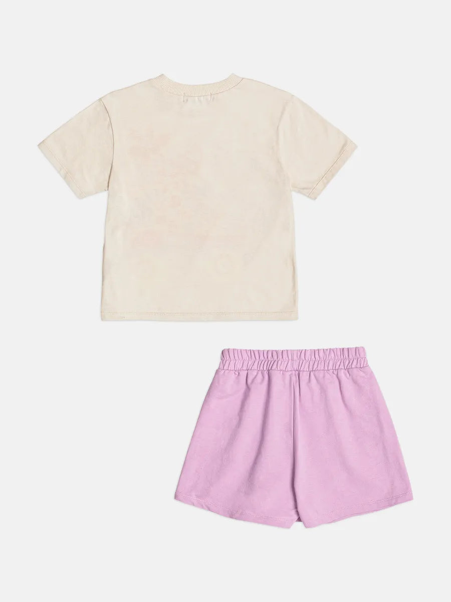 Conjunto Infantil Menina Bimbi Shorts Saia Lilás e Blusa Patins