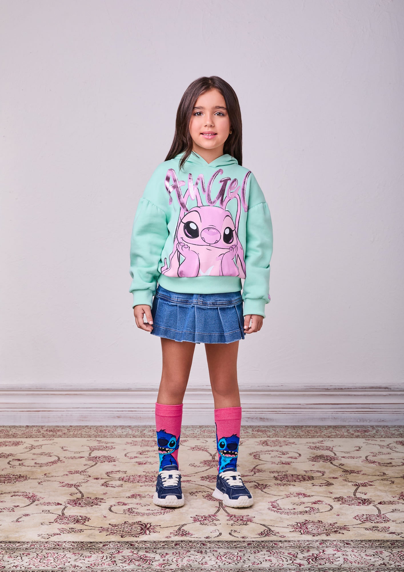 Moletom Infantil Animê Inverno Verde Flanelado Angel Disney