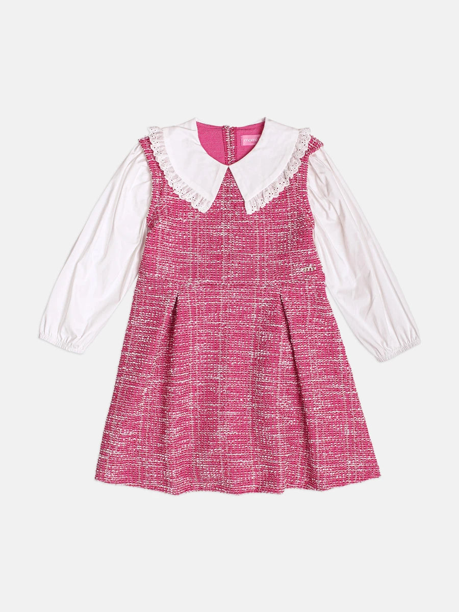 Vestido Infantil Momi Inverno Vermelho Tweed com Gola