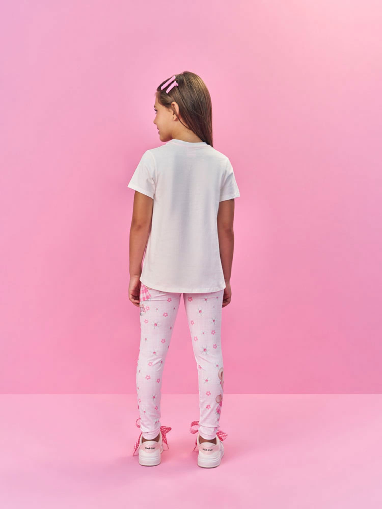 Calça Legging Infantil Cinti Verão Rosa Ursinha Trendy