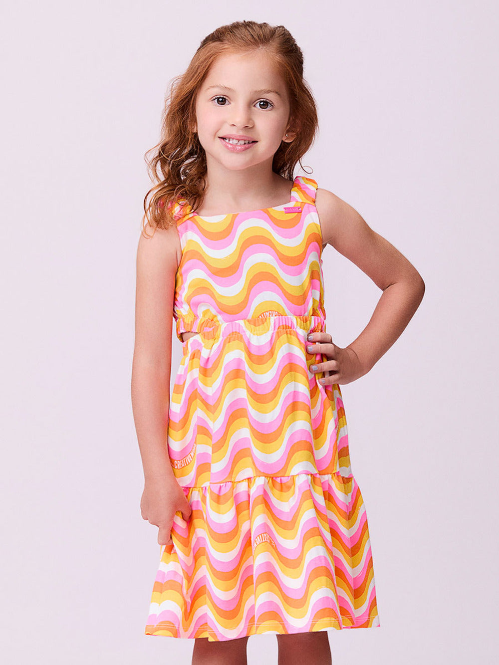 Vestido Infantil Momi Verão Ondinhas Coloridas