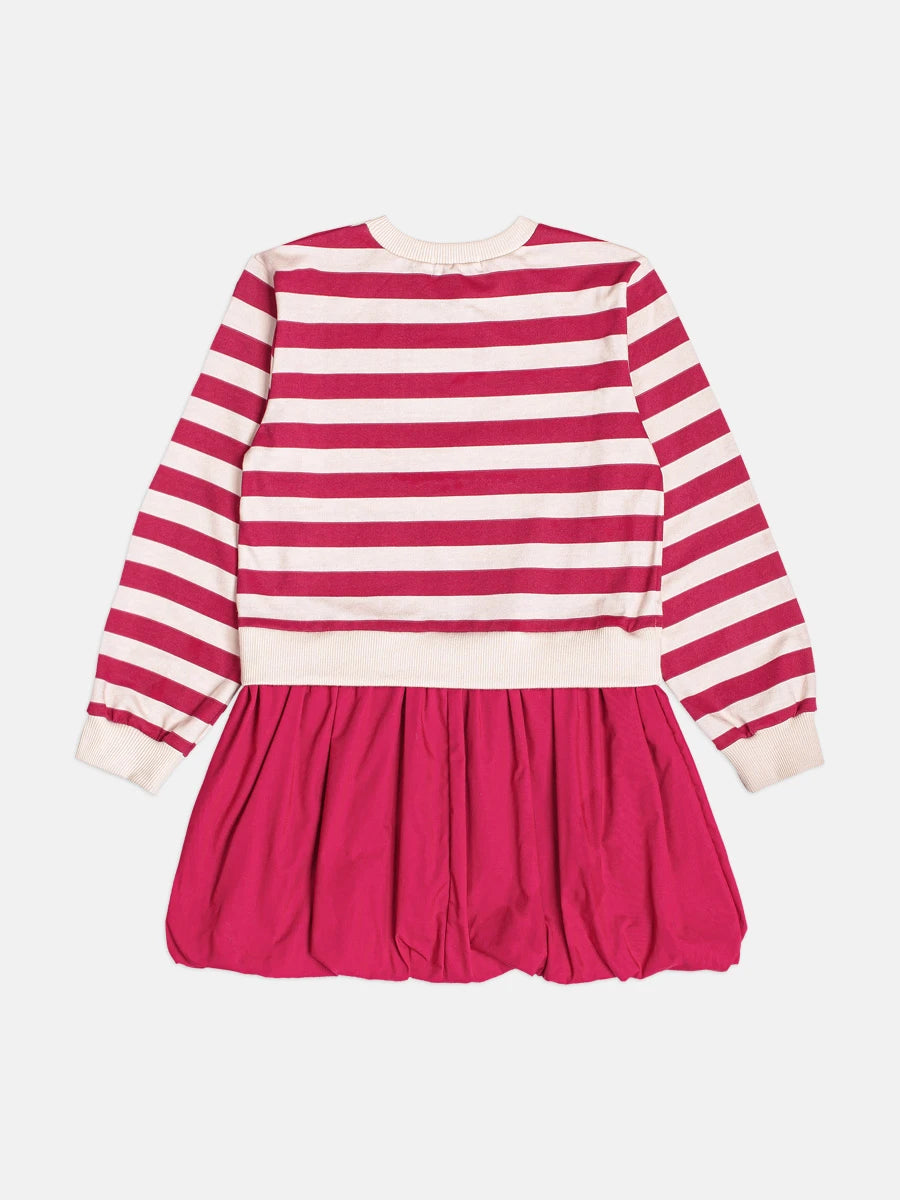Vestido Infantil Momi Inverno Balone Vermelho Listrada Cerejinha