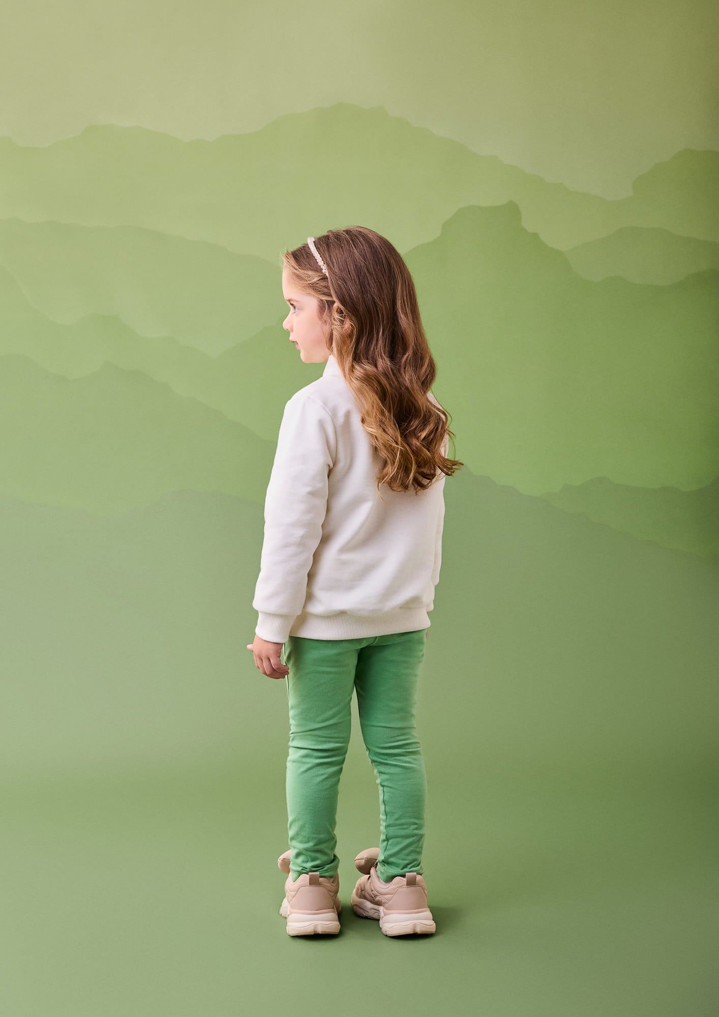 Conjunto Infantil Momi Inverno com Calça Verde e Casaco Branco Nem Trend