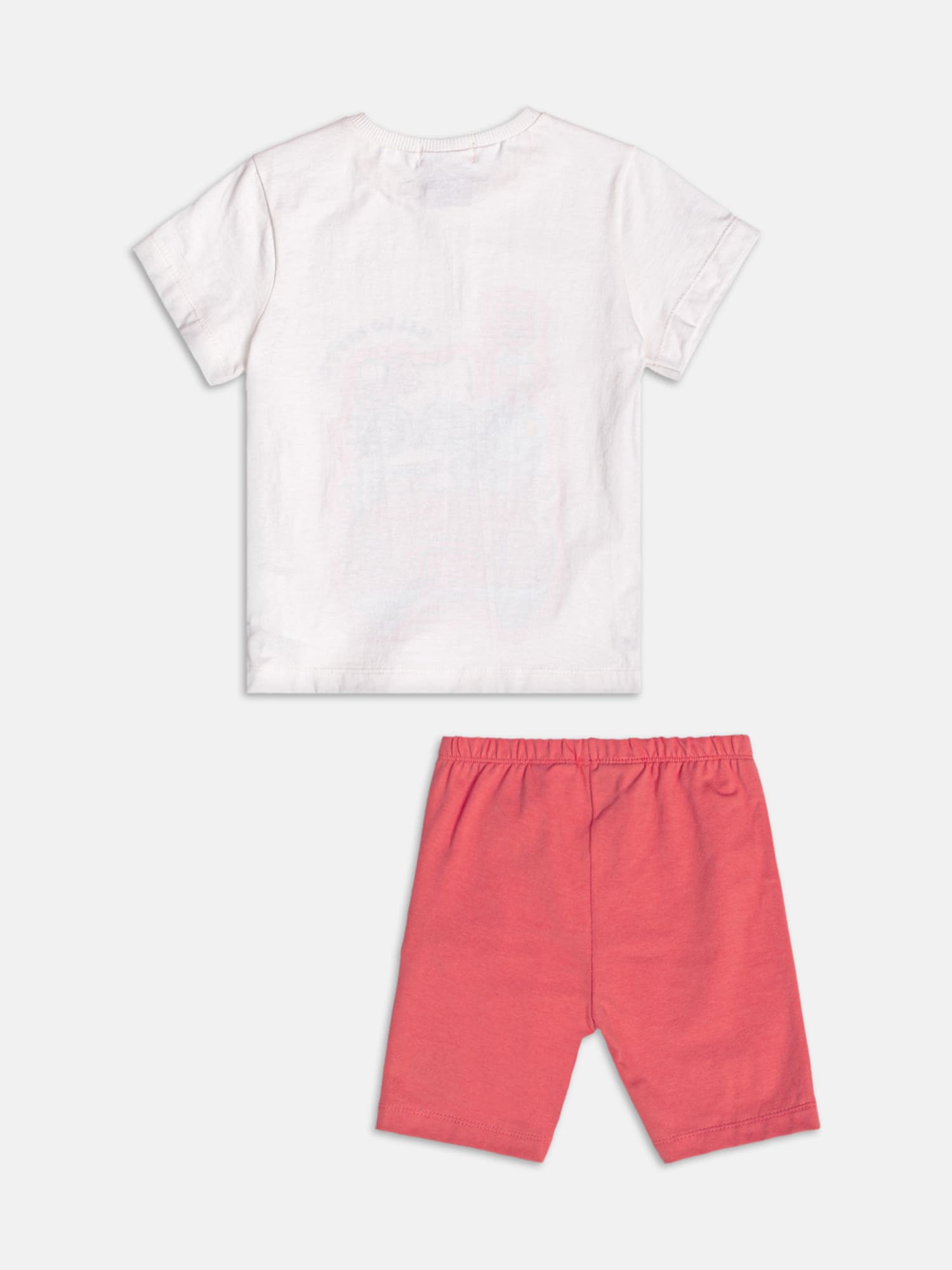 Conjunto Infantil Momi Verão com Shorts Ciclista Vermelho e Blusa Branca Hello Kitty Viagem