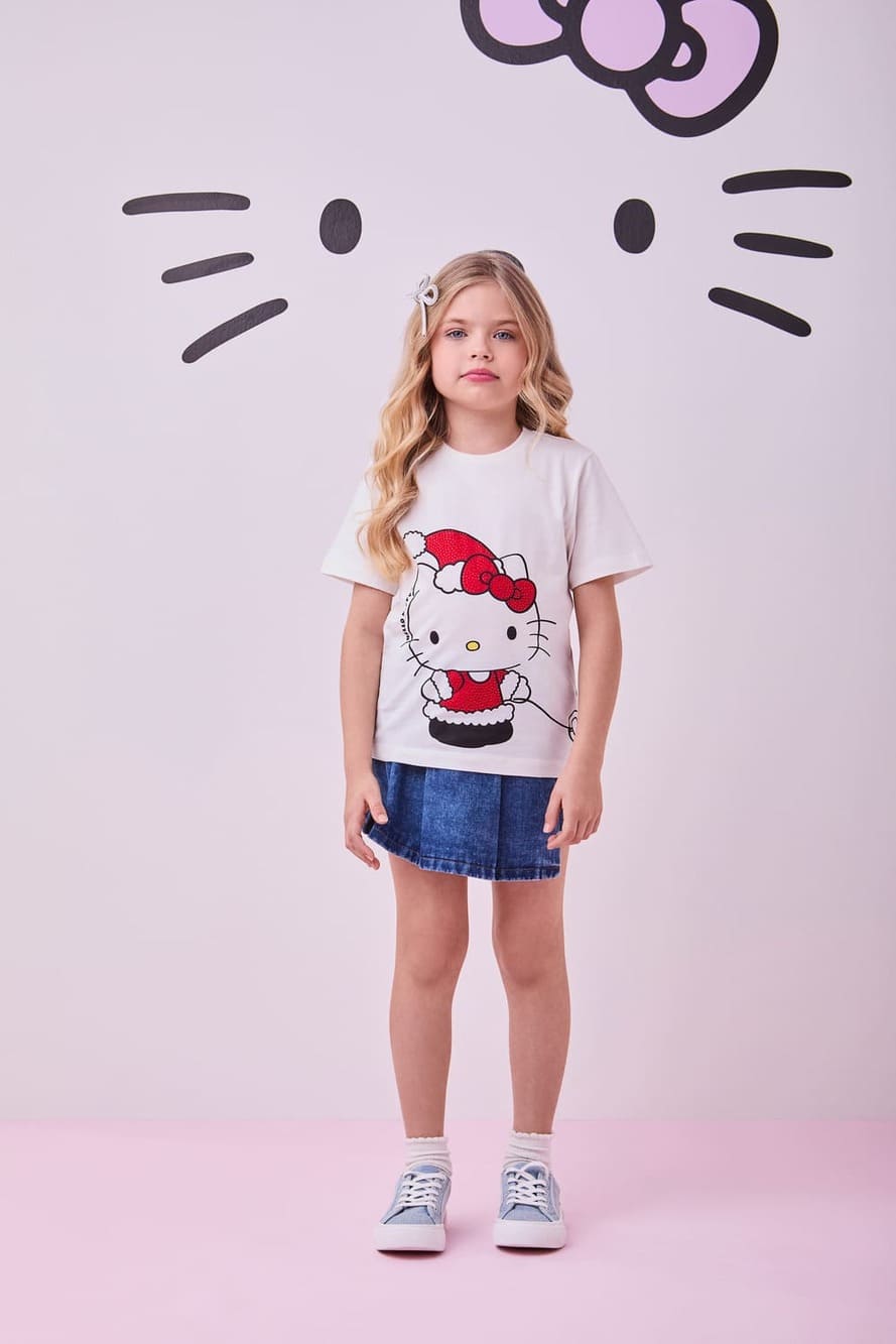 Blusa Infantil Momi Verão Hello Kitty Natal