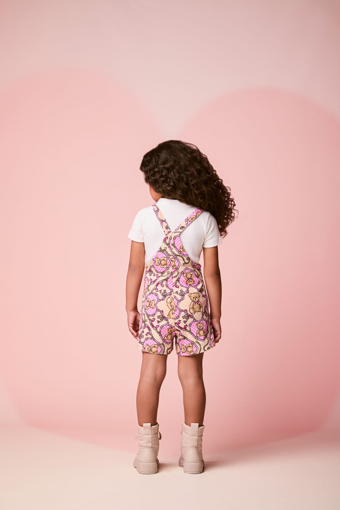 Jardineira Infantil Momi Inverno Bege Ursinhos e Lacinhos