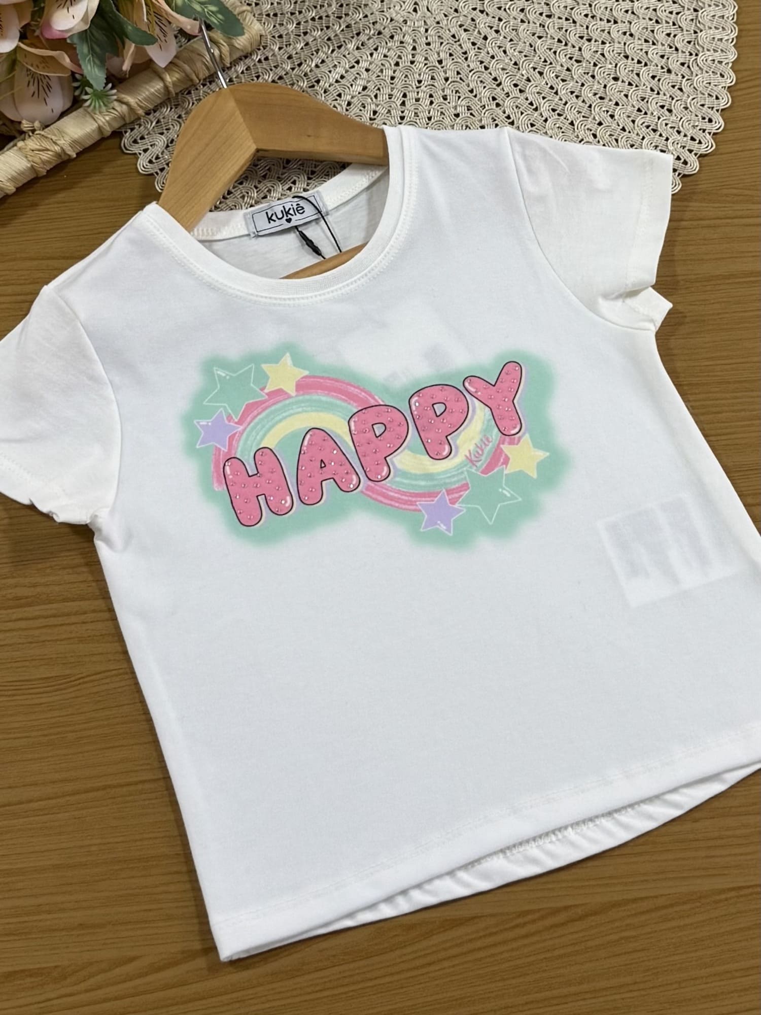 Conjunto Infantil Kukiê com Shorts Verde e Blusa Manga Curta Happy