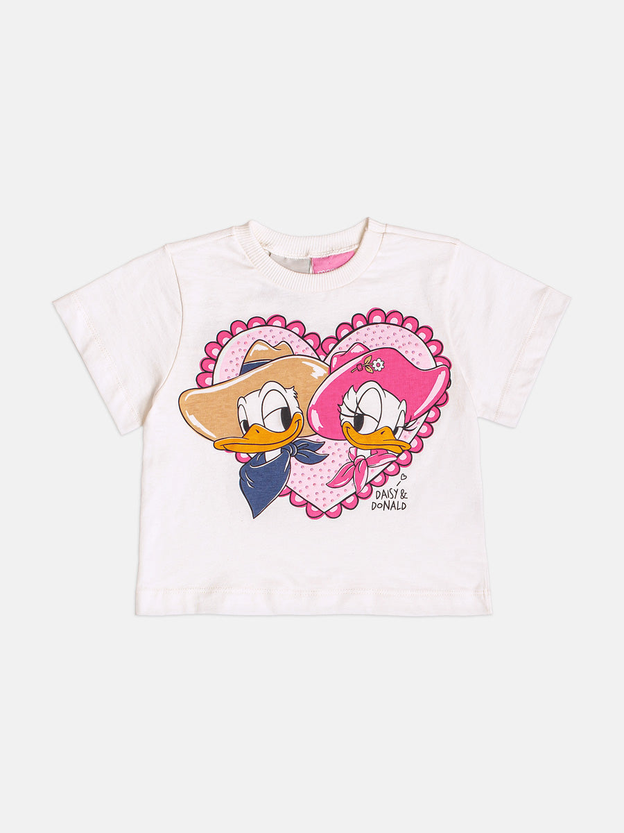 Blusa Infantil Momi Inverno Branca Daisy e Donald Cowboy Disney