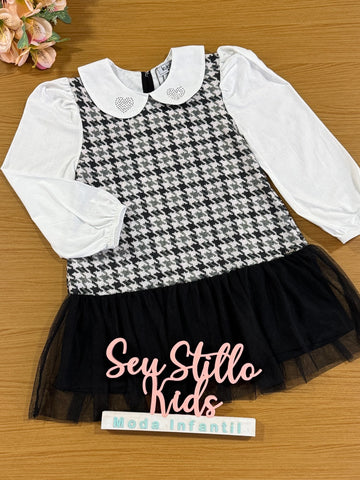 Vestido Infantil Kukie Inverno Crochê 3D