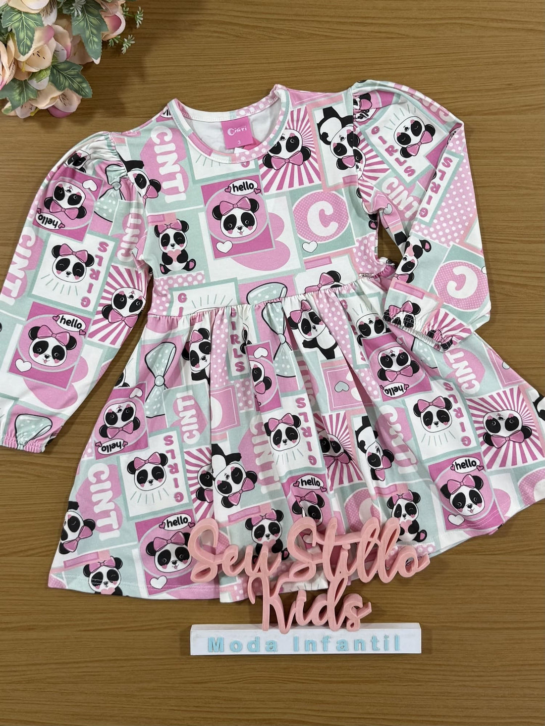 Vestido Infantil Cinti Inverno Cotton Panda