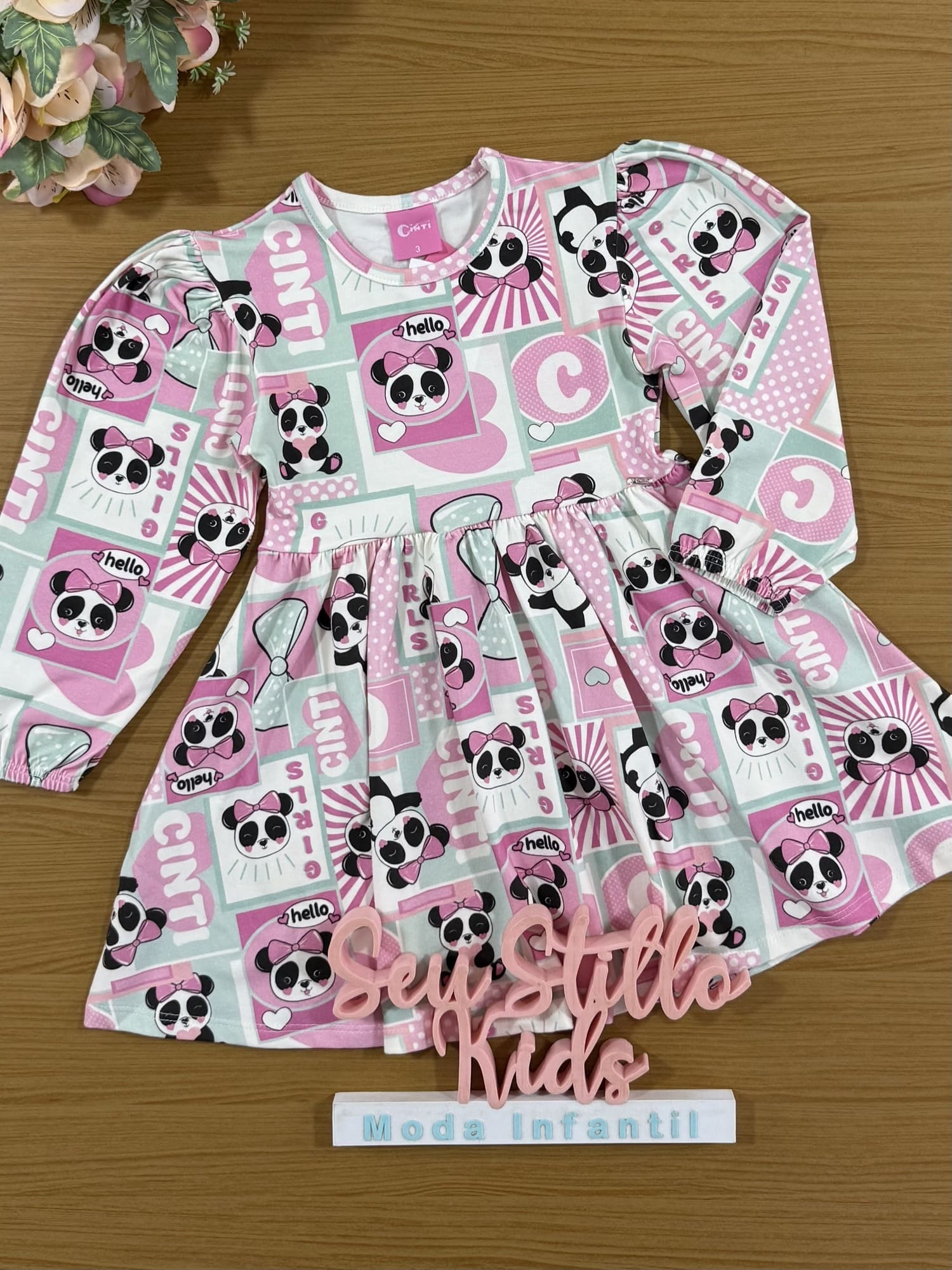 Vestido Infantil Cinti Inverno Cotton Panda