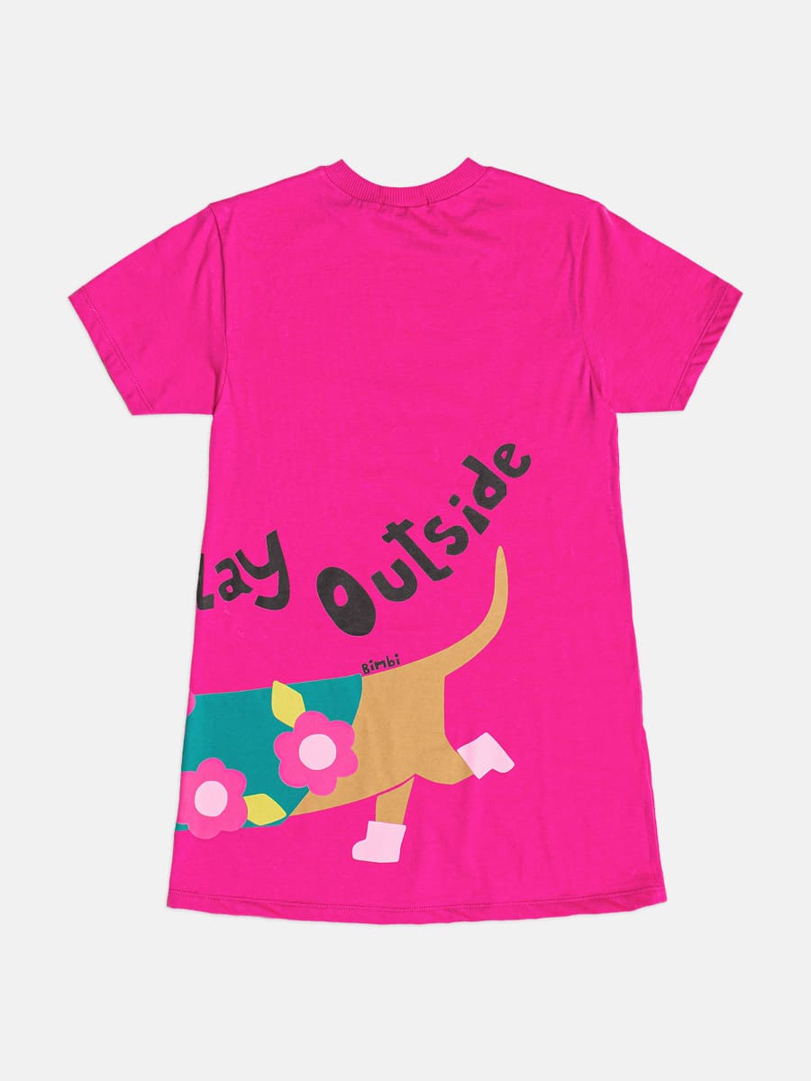 Vestido Infantil Bimbi Inverno Rosa Cachorrinha