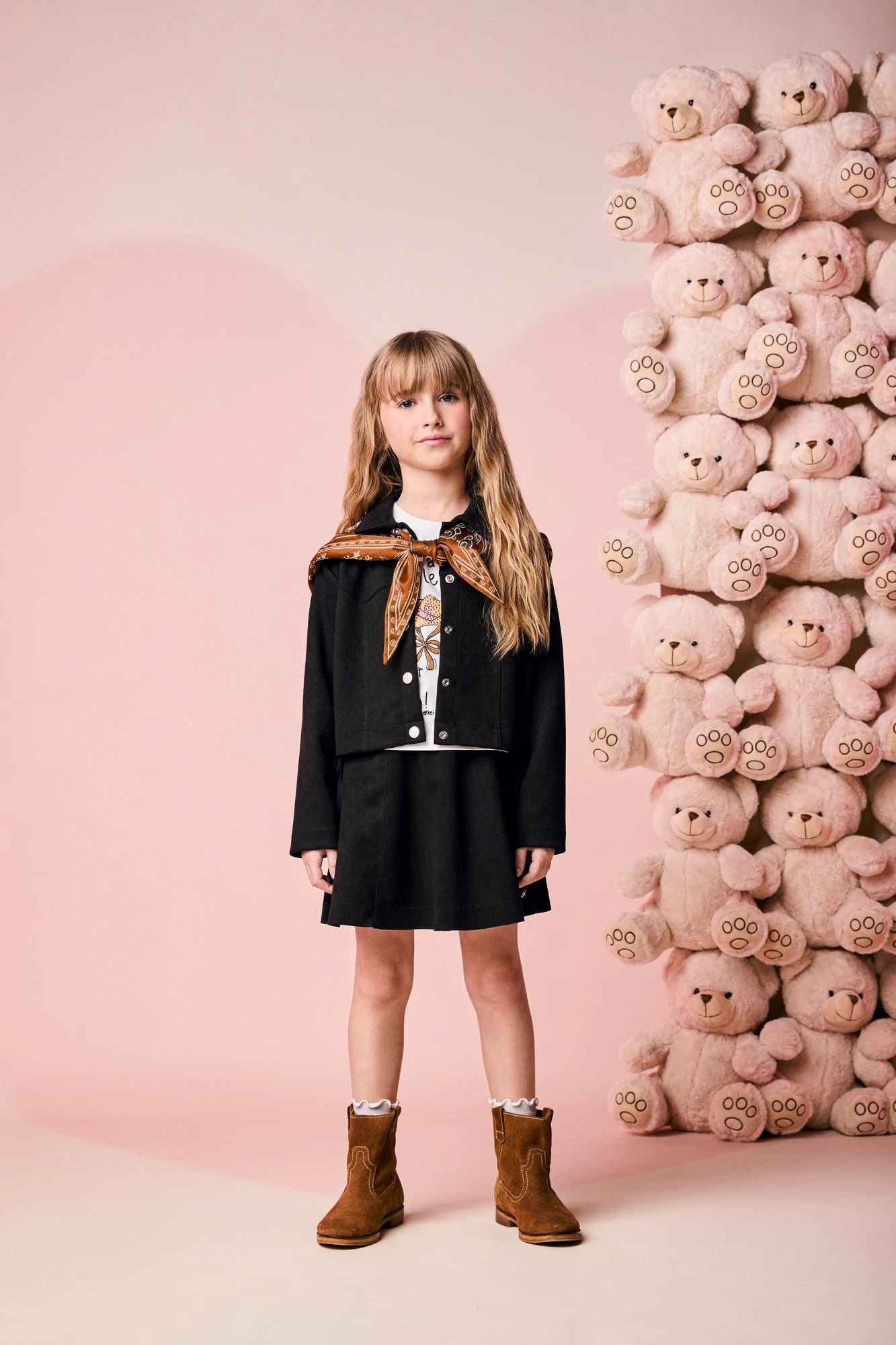 Jaqueta Infantil Momi Inverno Preta com Franjas Country