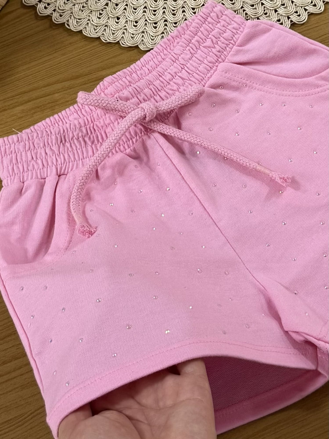 Shorts Infantil Cinti Verão  Rosa com Strass