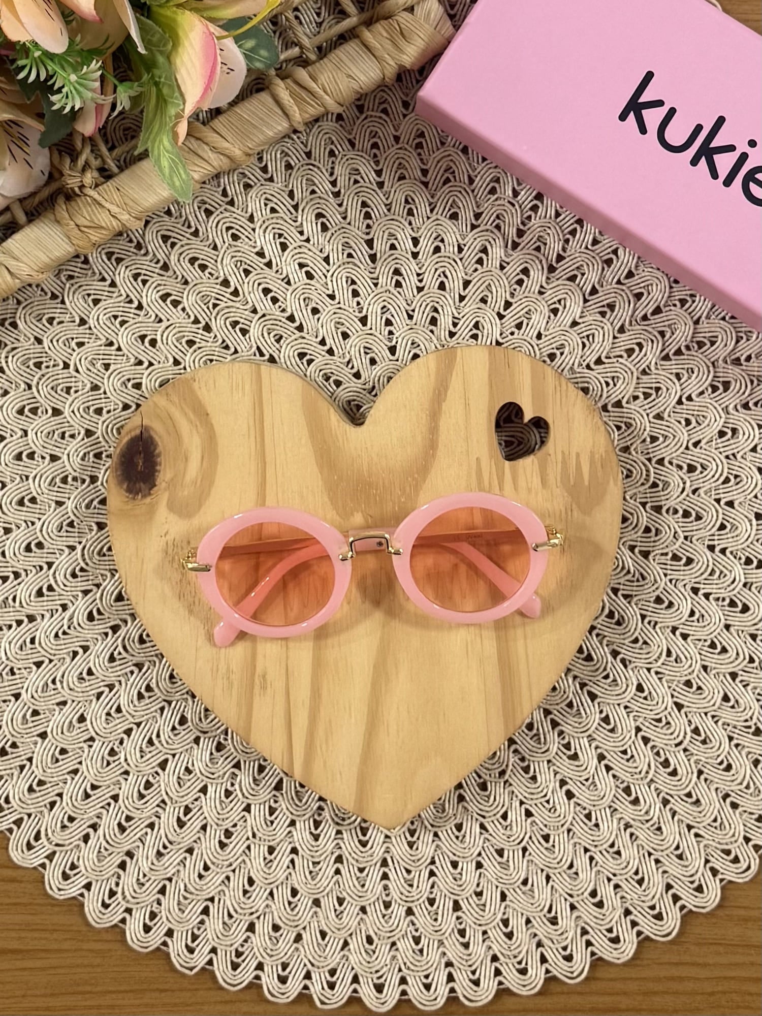 Óculos de Sol Infantil Kukiê Verão Rosa Redondo