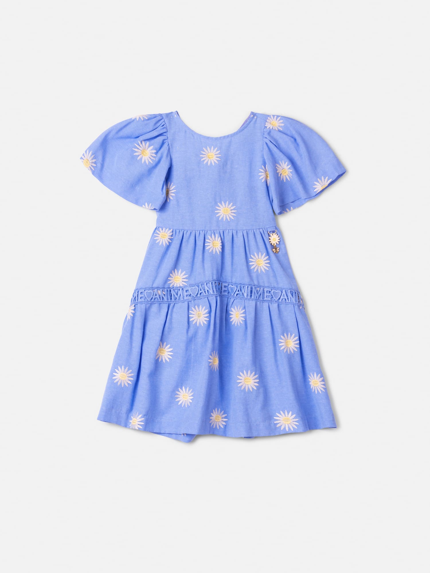Vestido Infantil Animê Verão Azul Florzinha