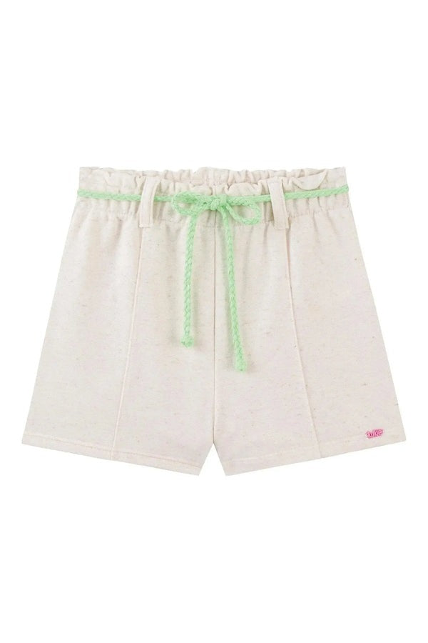 Conjunto Infantil Kukiê Verão com Shorts Off White e Blusa Verde Abacaxi Musical