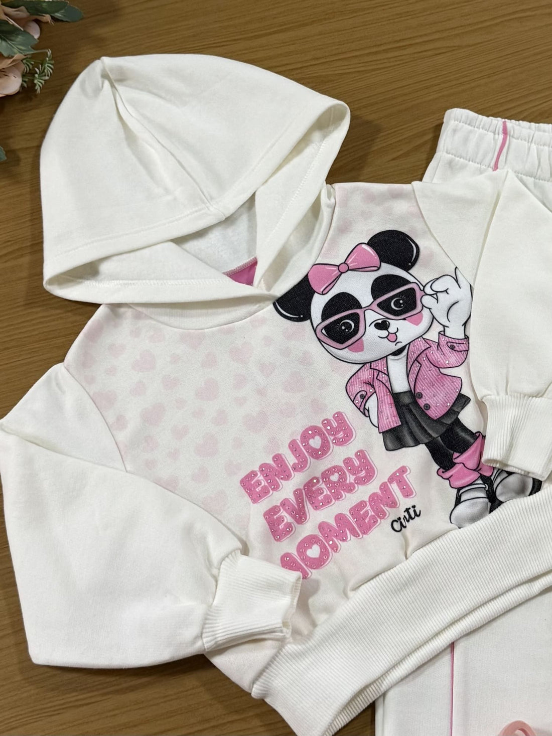 Conjunto Infantil Cinti Inverno Calça e Moletom Flanelado Off Panda