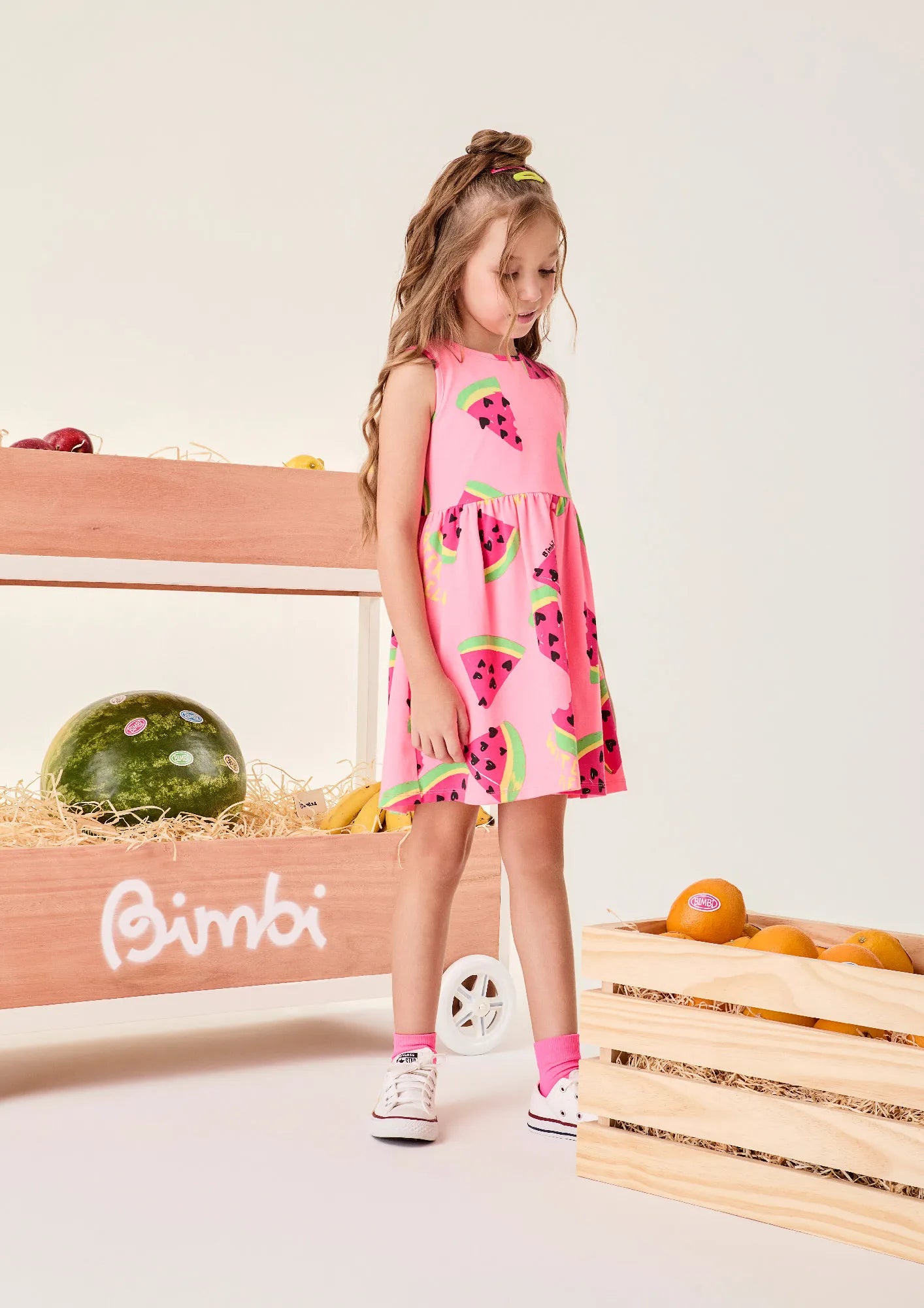 Vestido Infantil Bimbi Salmão Melancias
