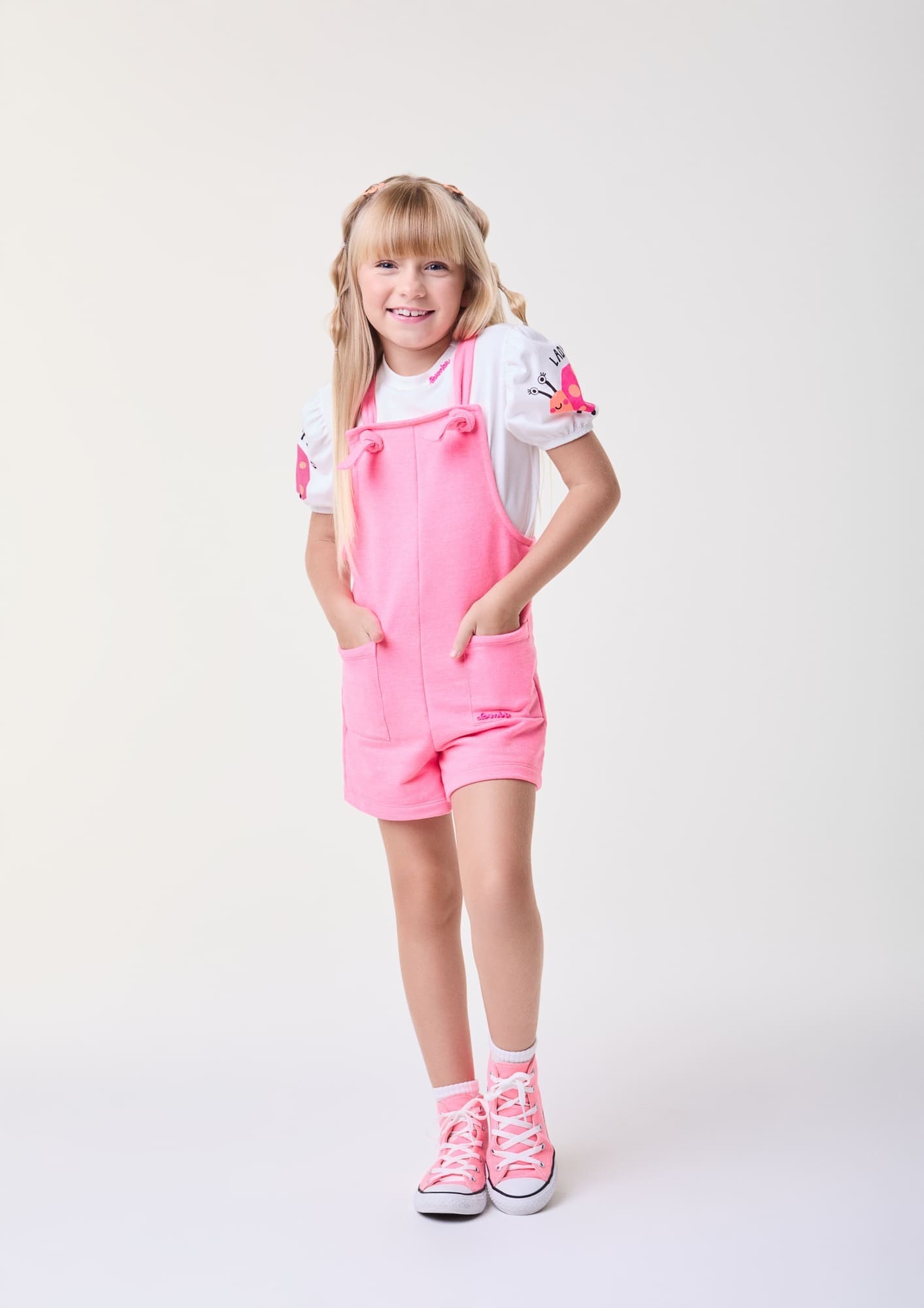 Jardineira Infantil Bimbi Verão Rosa