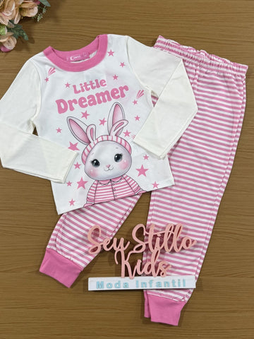 Pijama Infantil Cinti Inverno Calça Rosa e Blusa Coelho