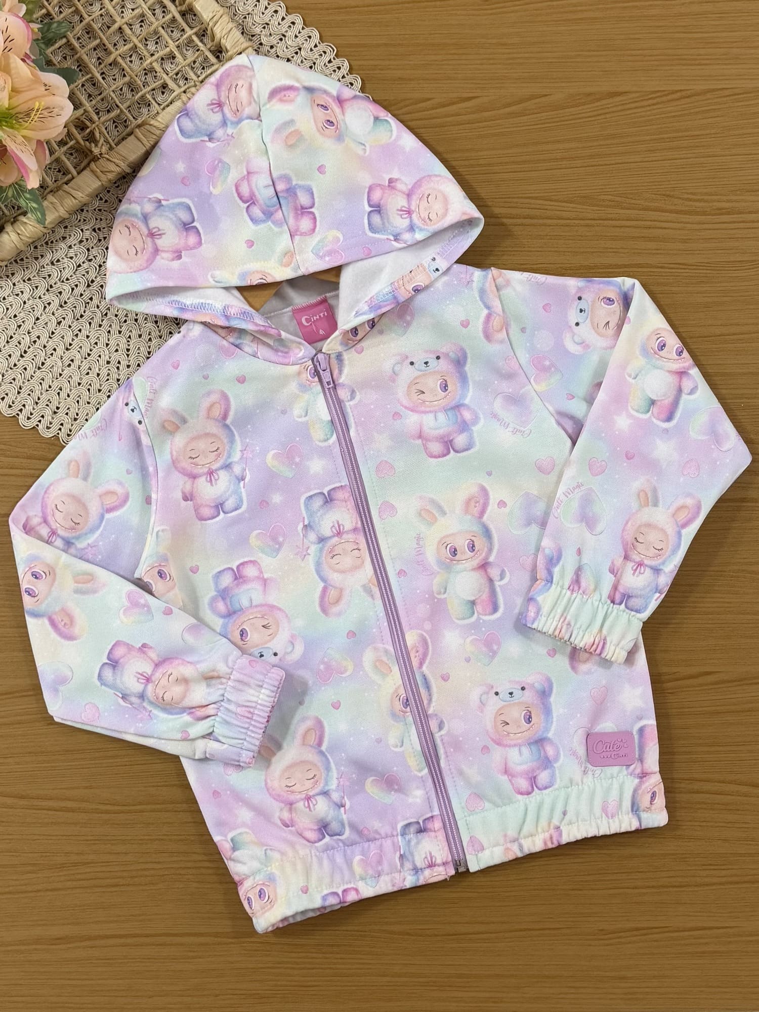 Conjunto Infantil Cinti Inverno com Calça e Jaqueta em Moletom Colorido Labubu