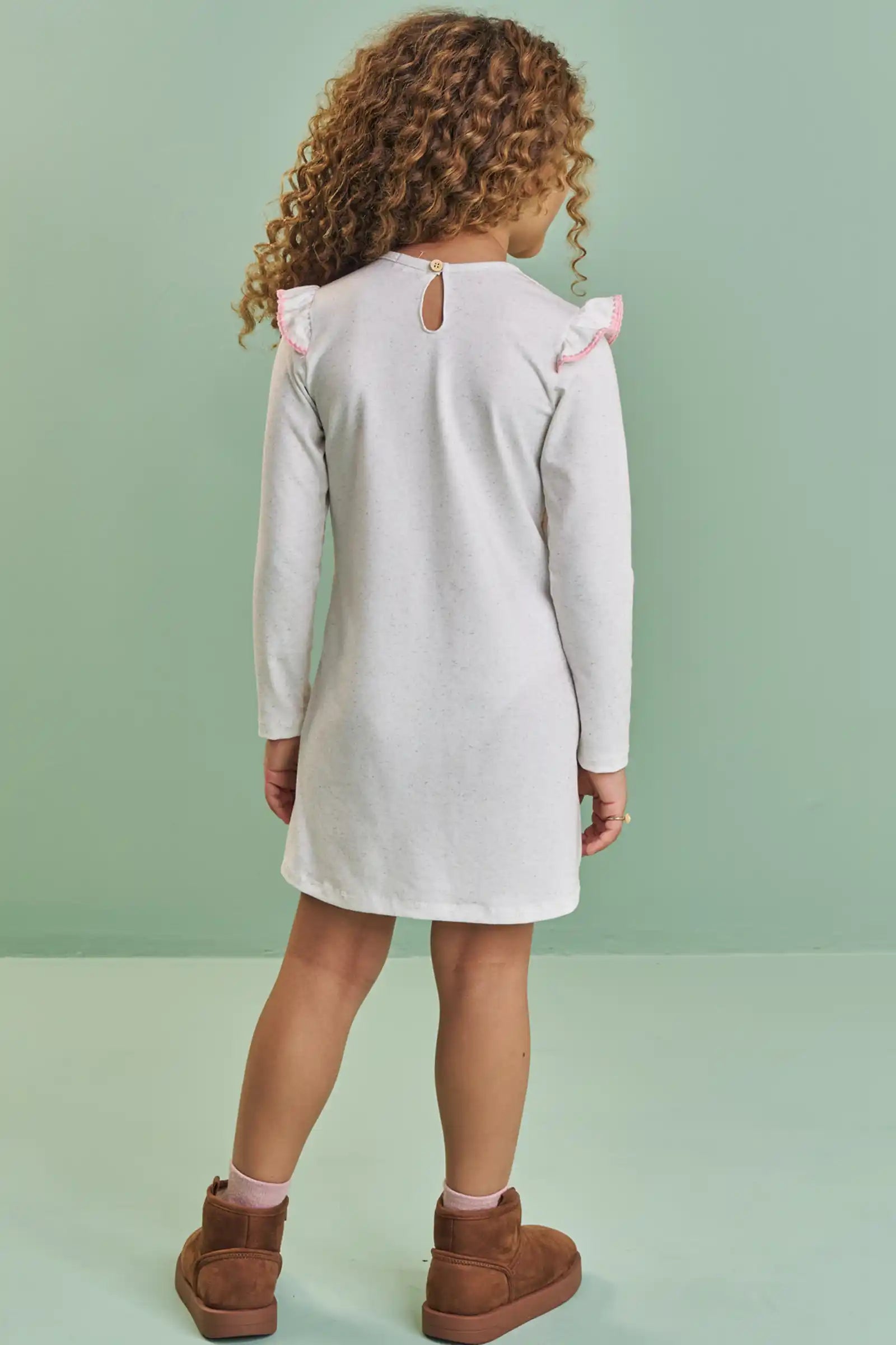 Vestido Infantil Kukiê Inverno Off White Menina Passeio