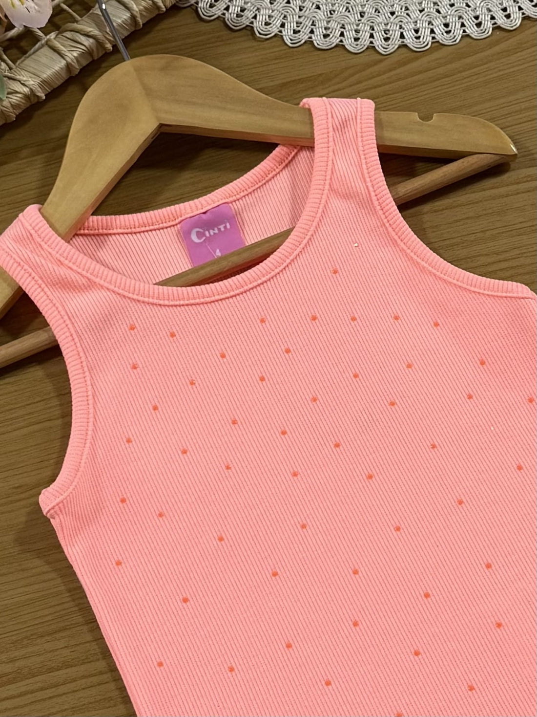 Regata Infantil Cinti Verão Laranja com Strass