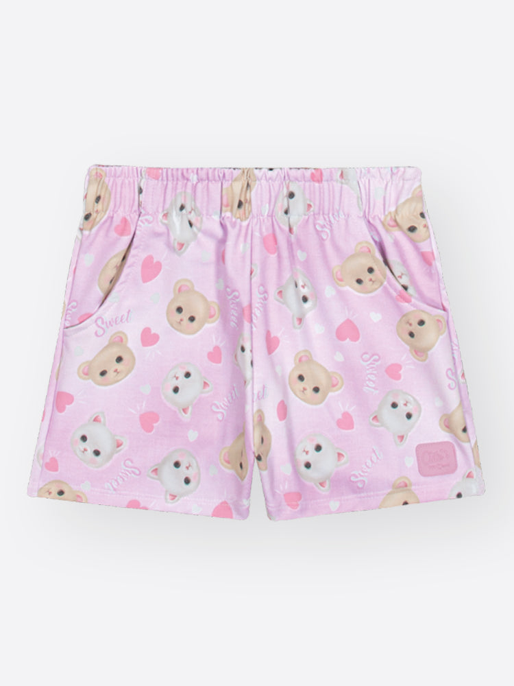 Conjunto Infantil Cinti Inverno com Shorts e Jaqueta Lilás Bichinhos Sweet