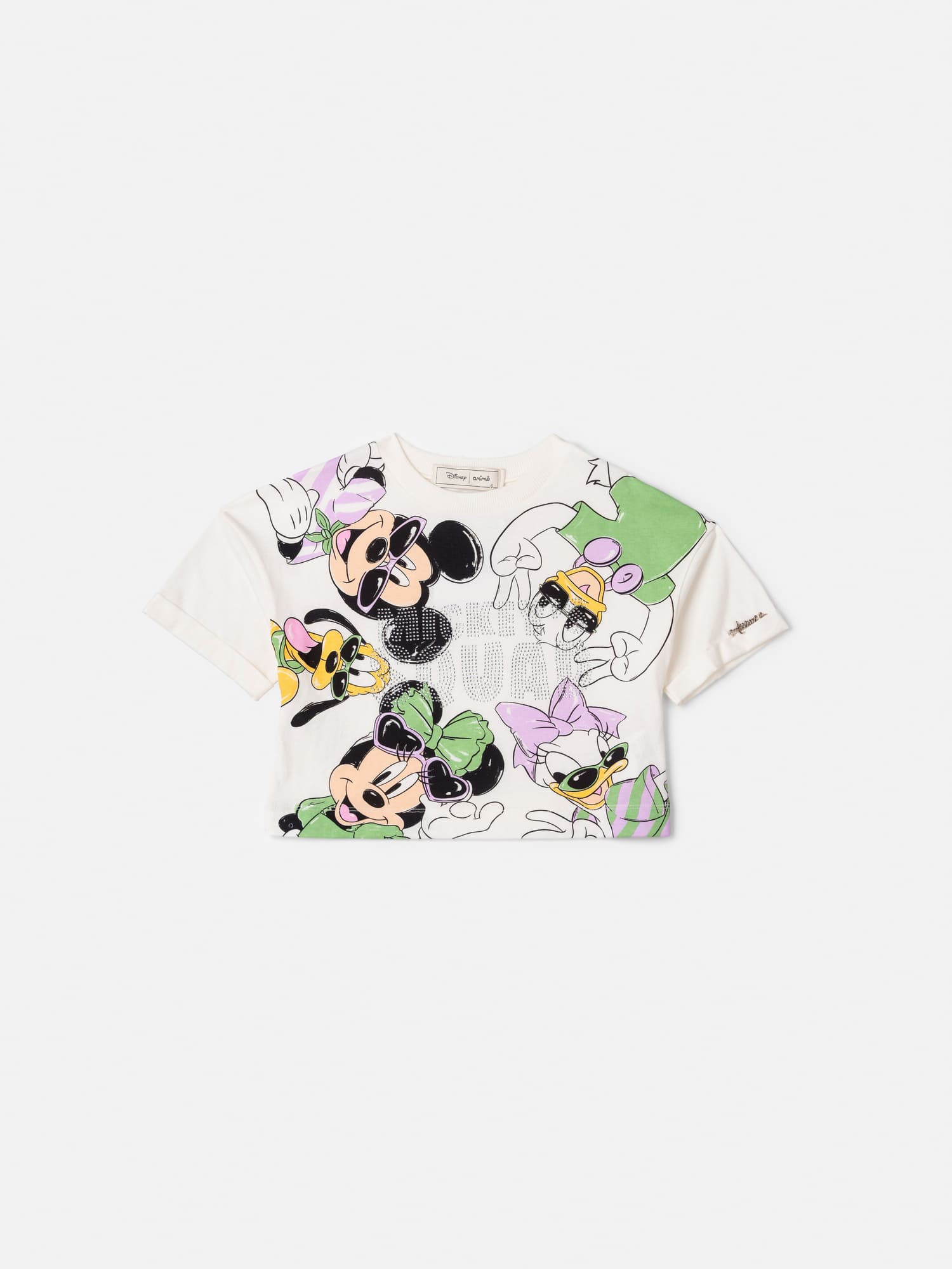 Blusa Infantil Animê Verão Branca Mickey e Minnie Amigos Disney